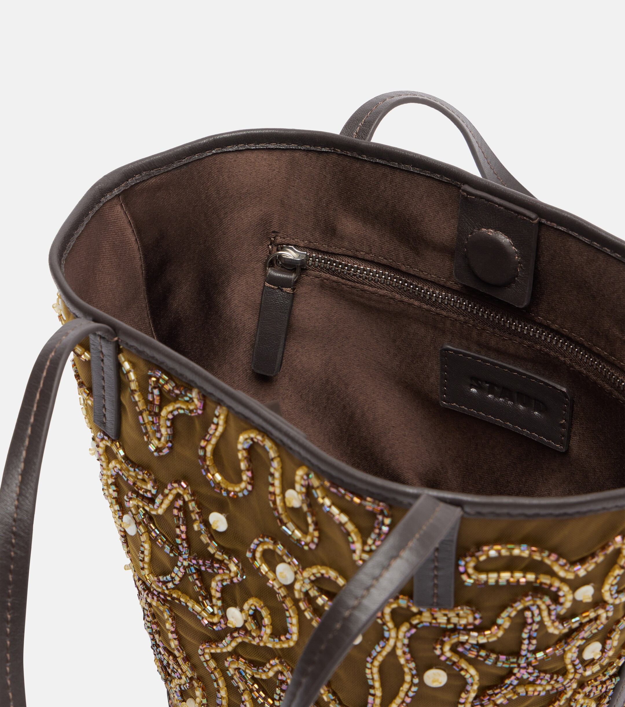 Staud Caro embellished canvas tote bag