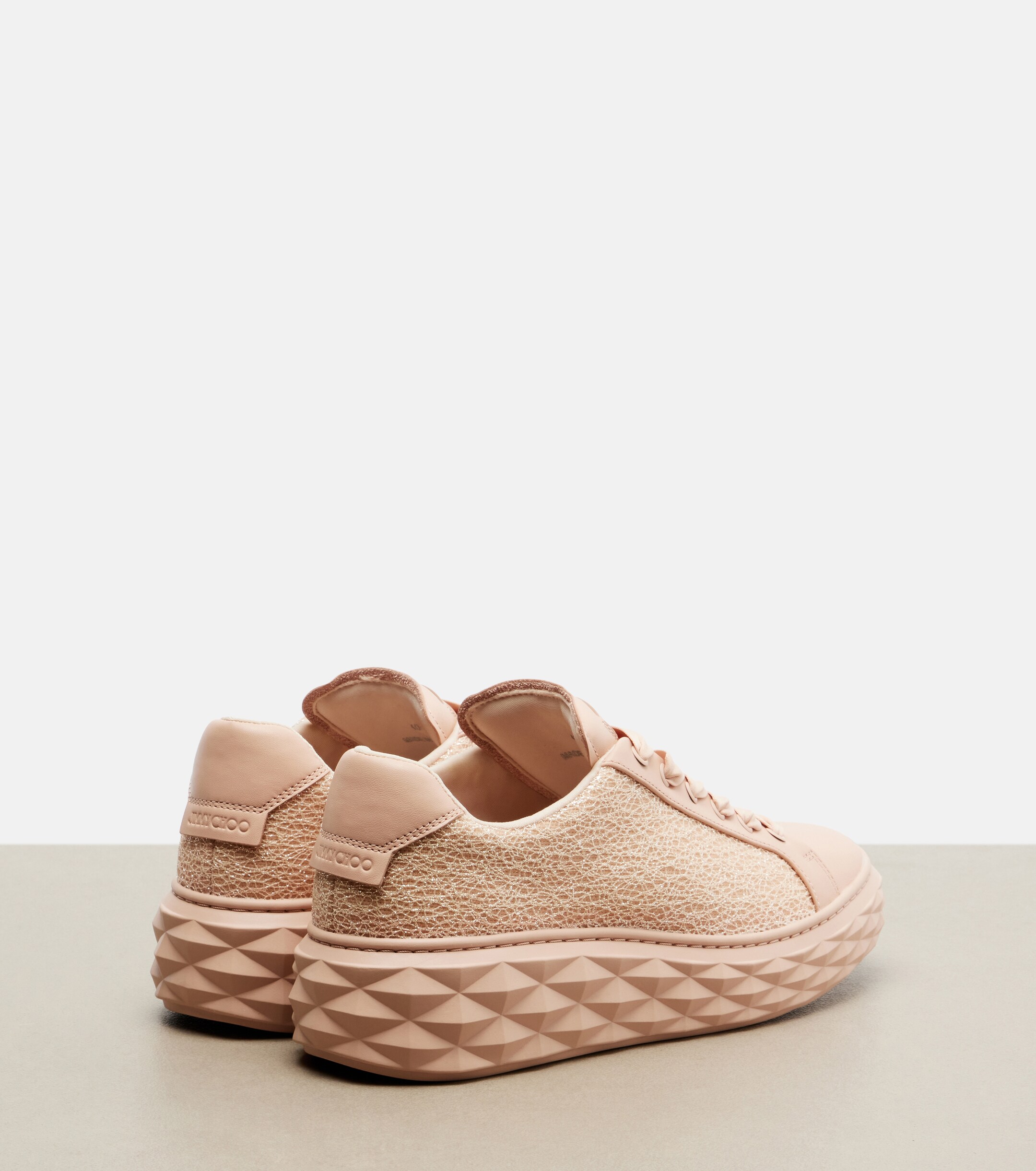 JIMMY CHOO Jimmy Choo Diamond Light Maxi glitter leather sneakers