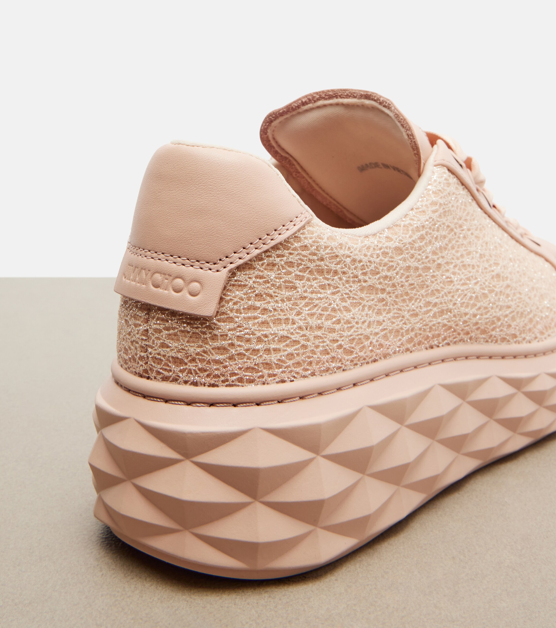 JIMMY CHOO Jimmy Choo Diamond Light Maxi glitter leather sneakers