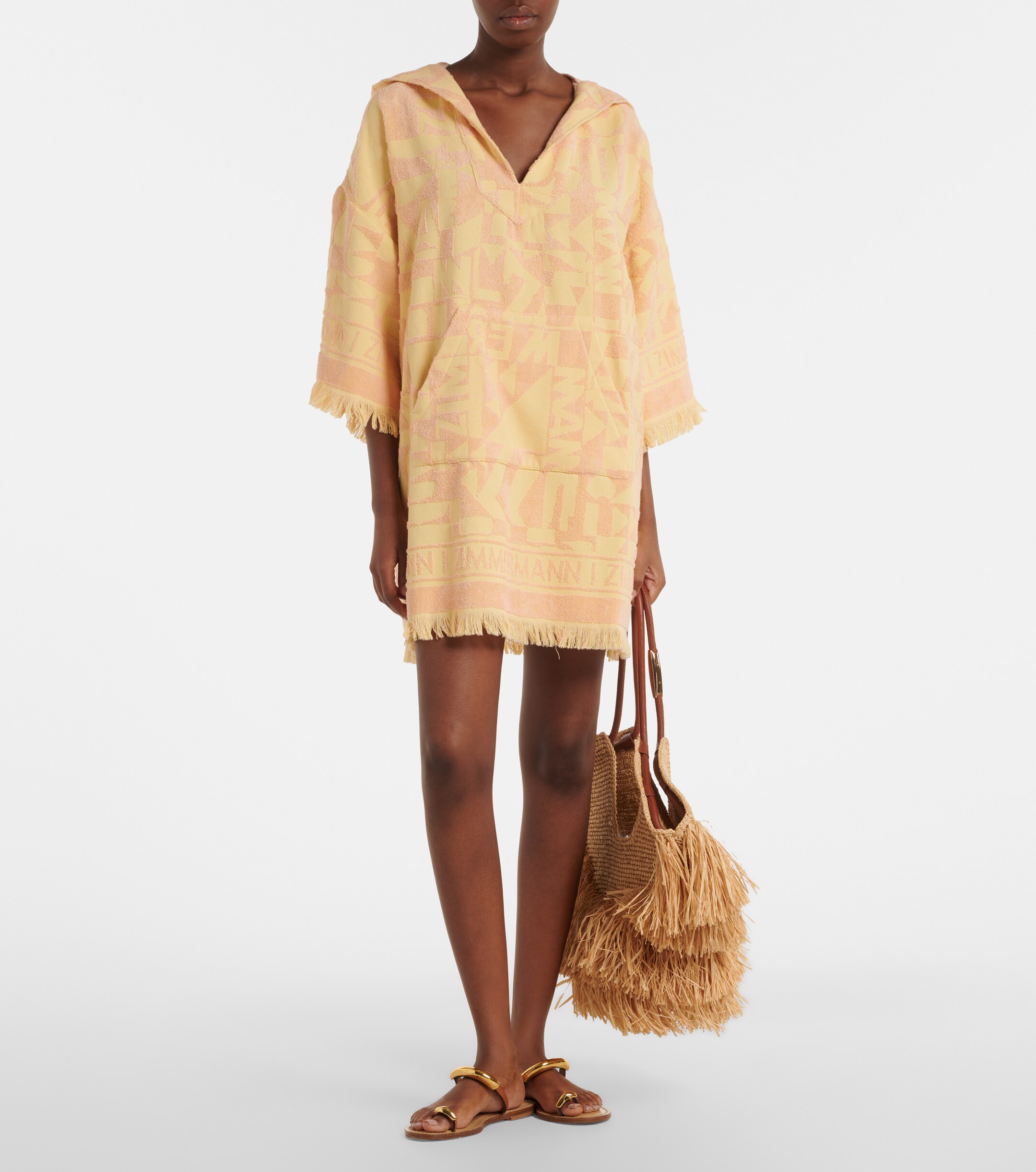 Zimmermann Zimmermann Pop fringed cotton terry minidress