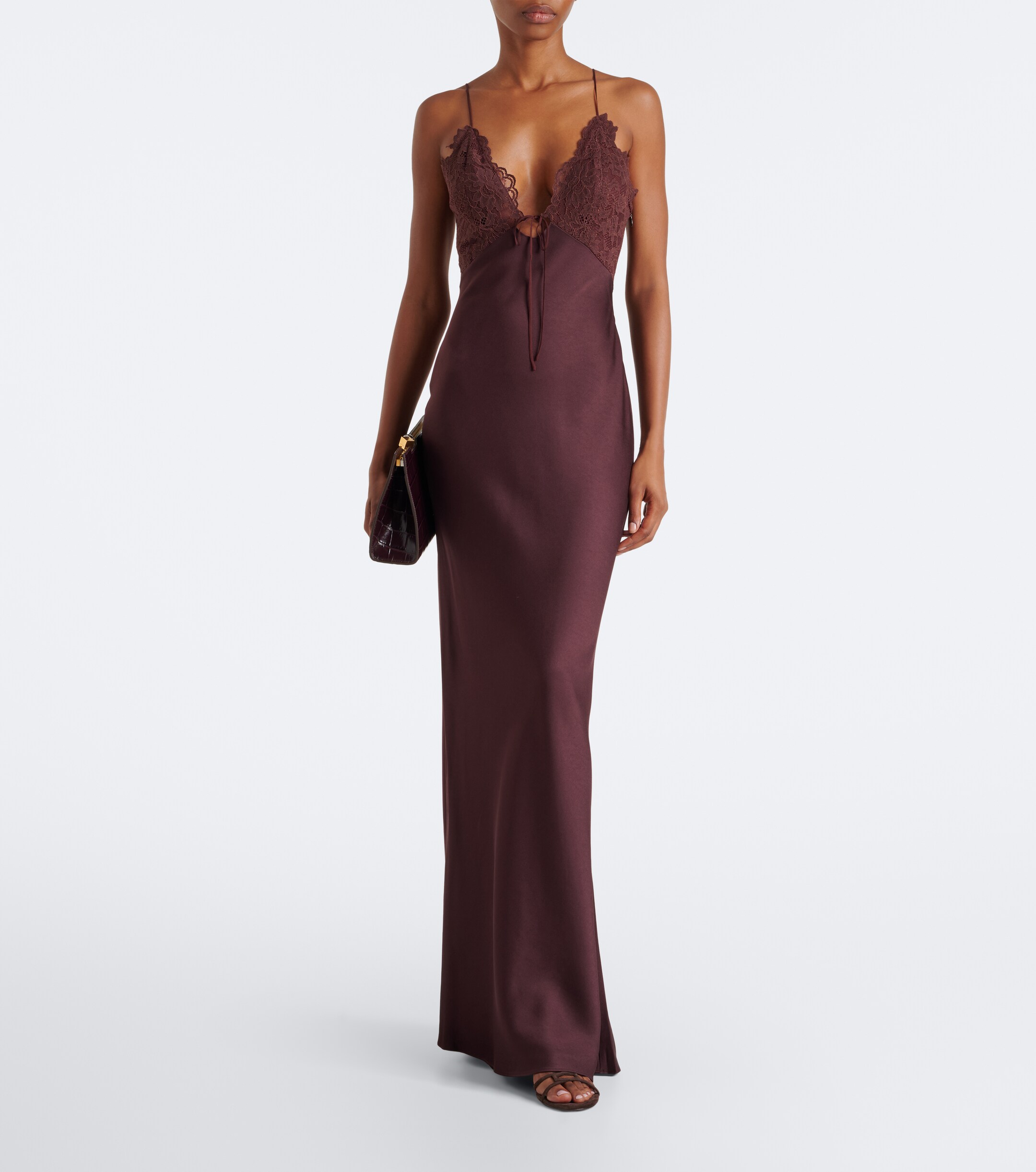 DE LA VALI De La Vali Maeve lace-trimmed satin gown