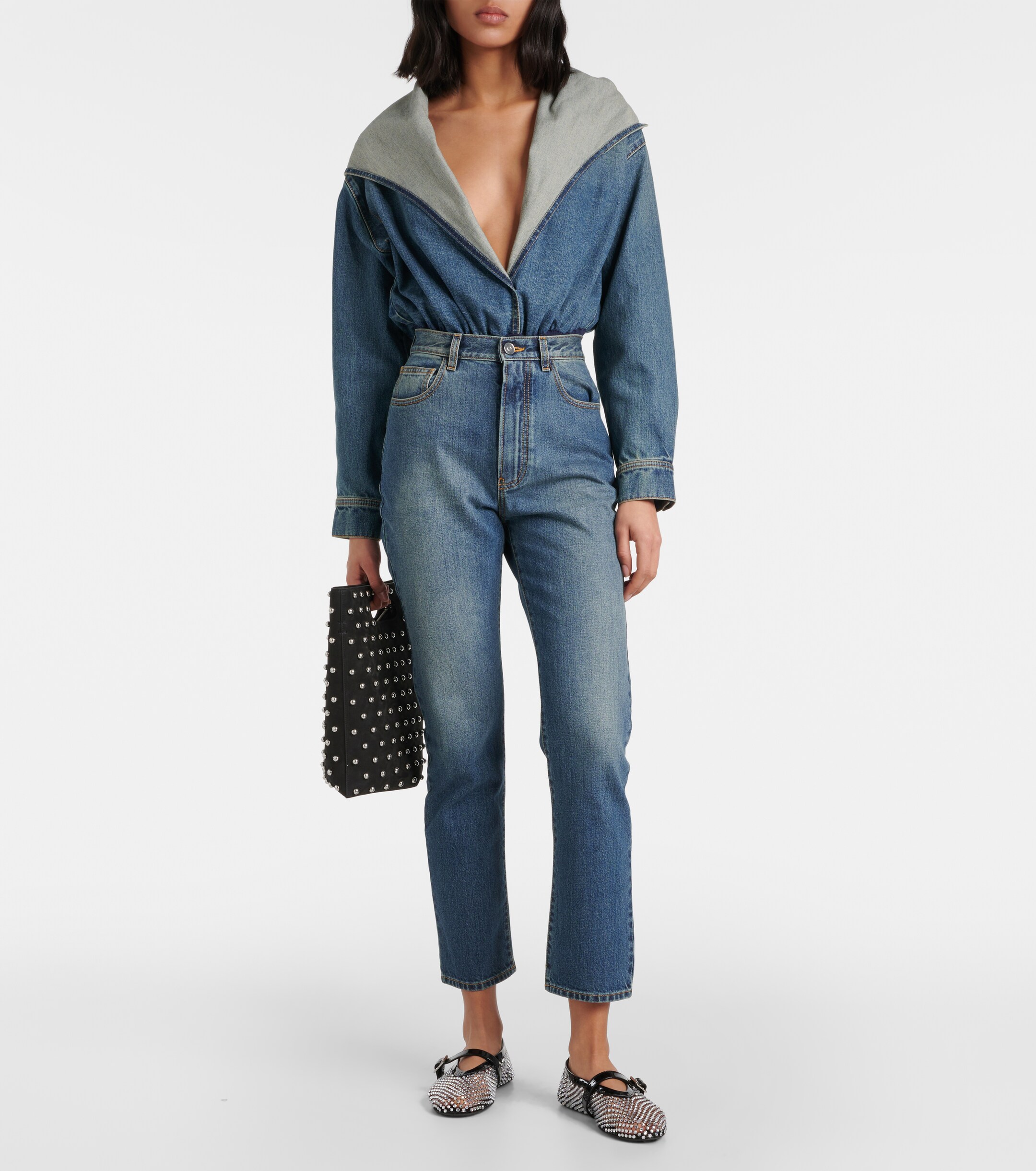 Alaïa Folded embellished suede tote bag