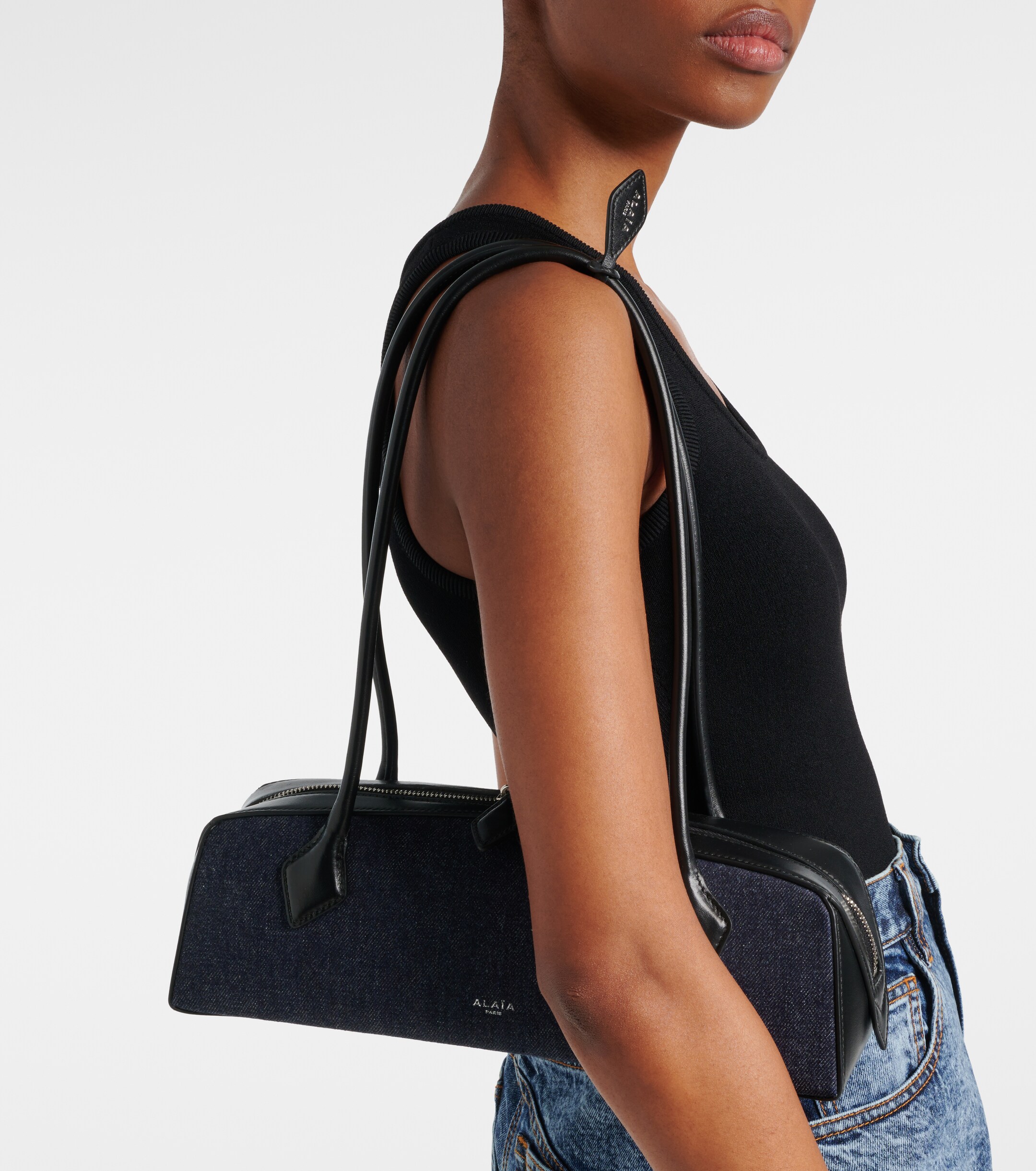 Alaïa Le Teckel Medium denim shoulder bag