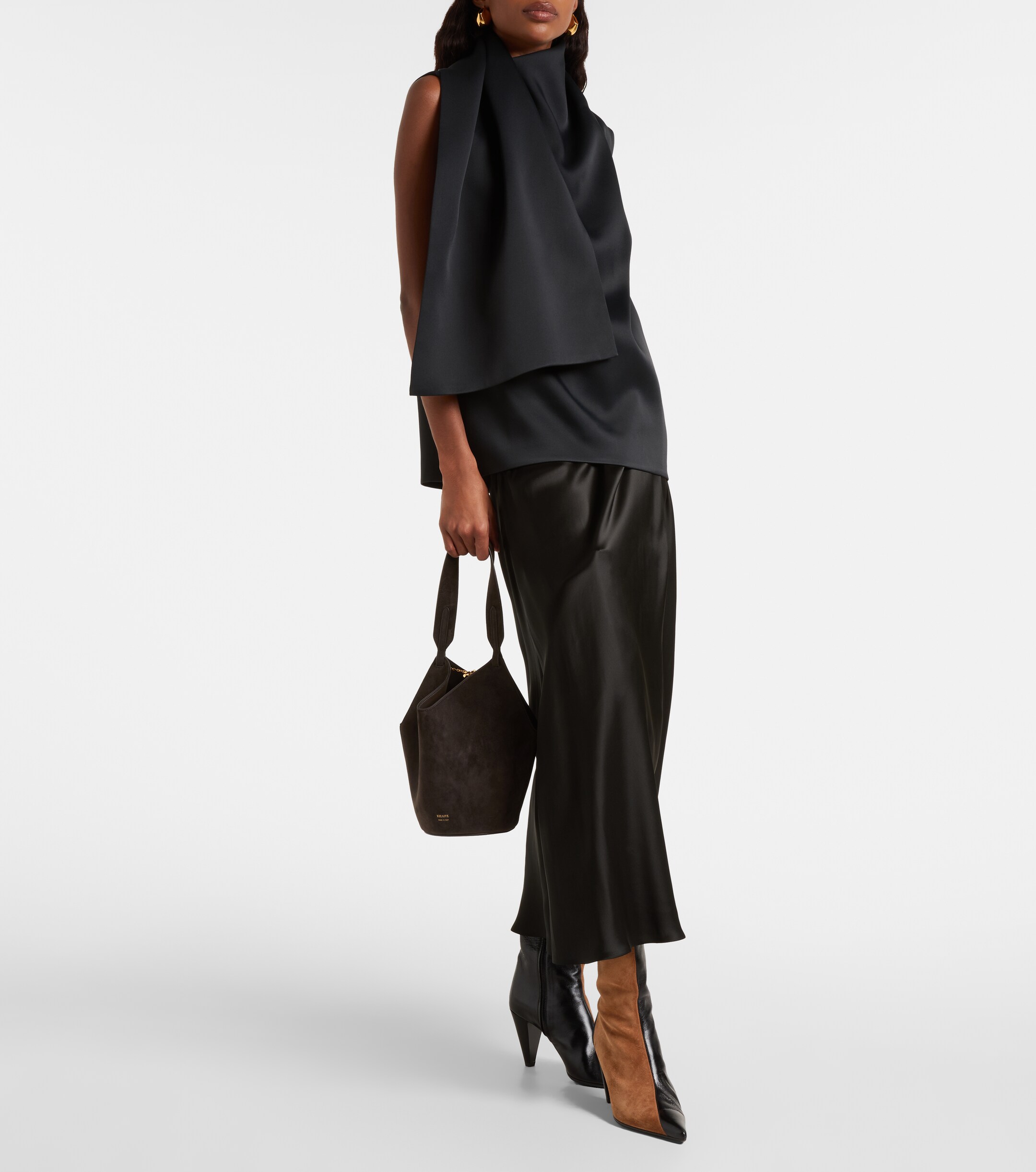 KHAITE Lotus Mini suede tote bag