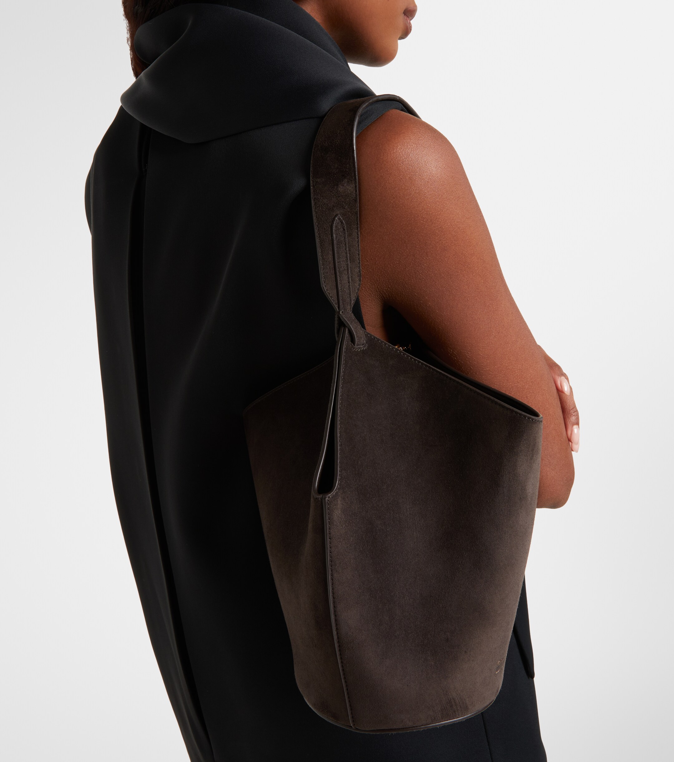 KHAITE Lotus Mini suede tote bag