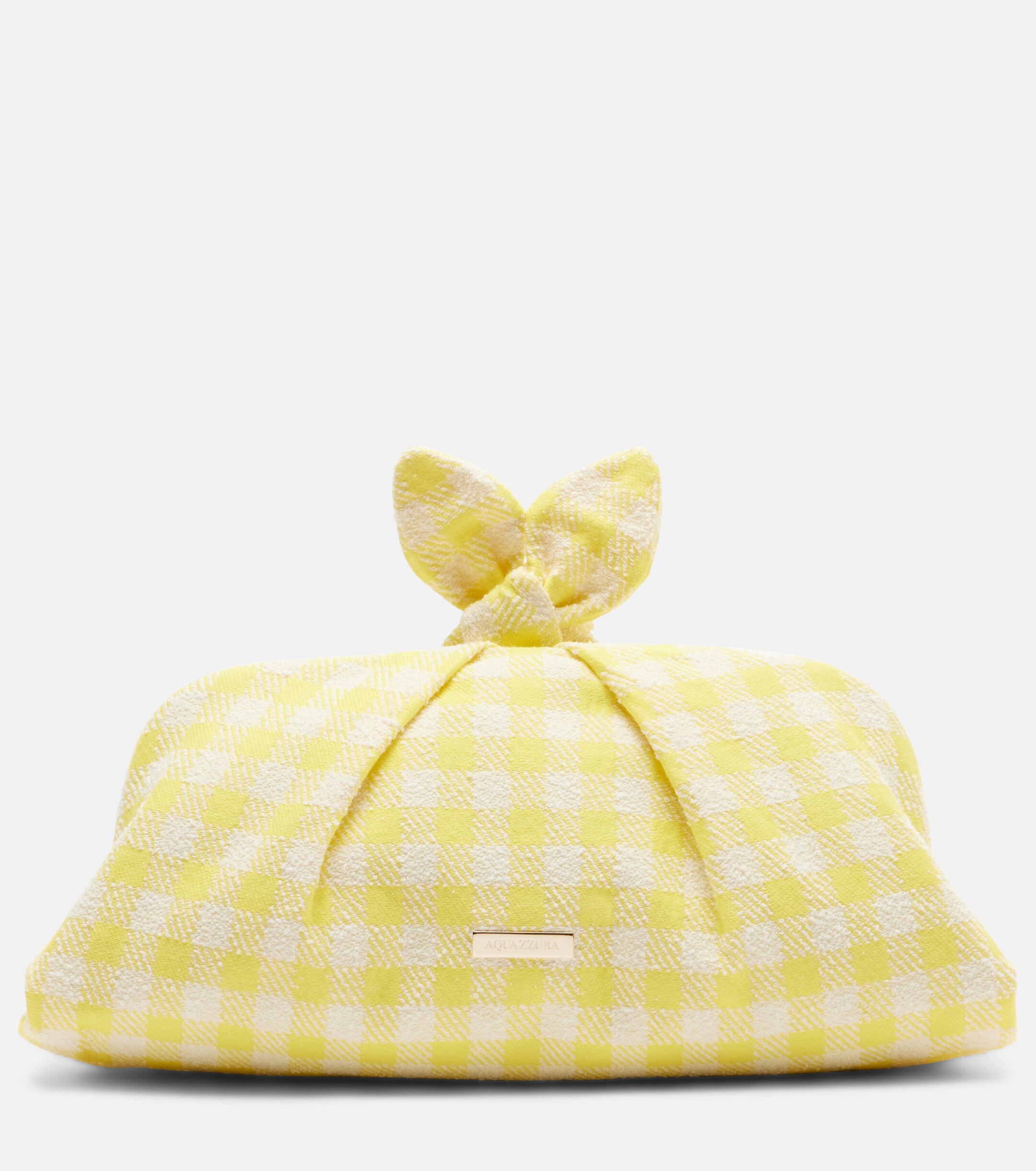 AQUAZZURA Bow Tie bow-detail checked clutch