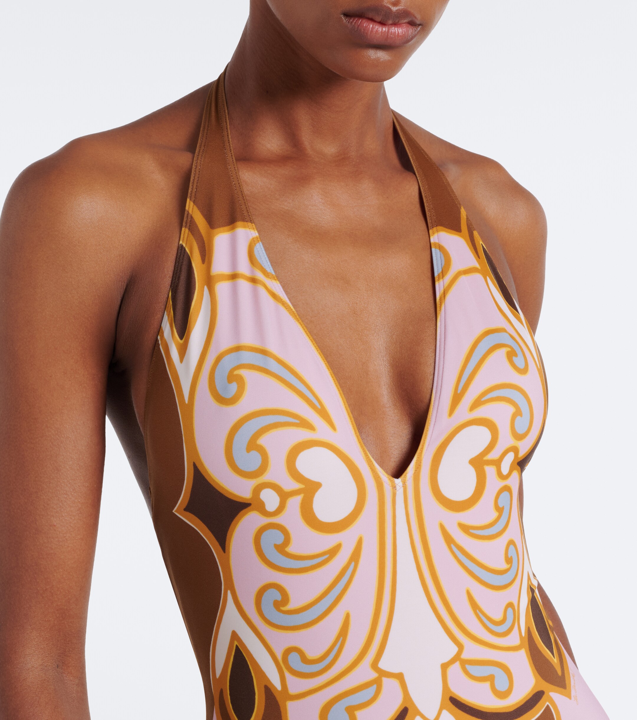 La DoubleJ La DoubleJ Printed halterneck swimsuit