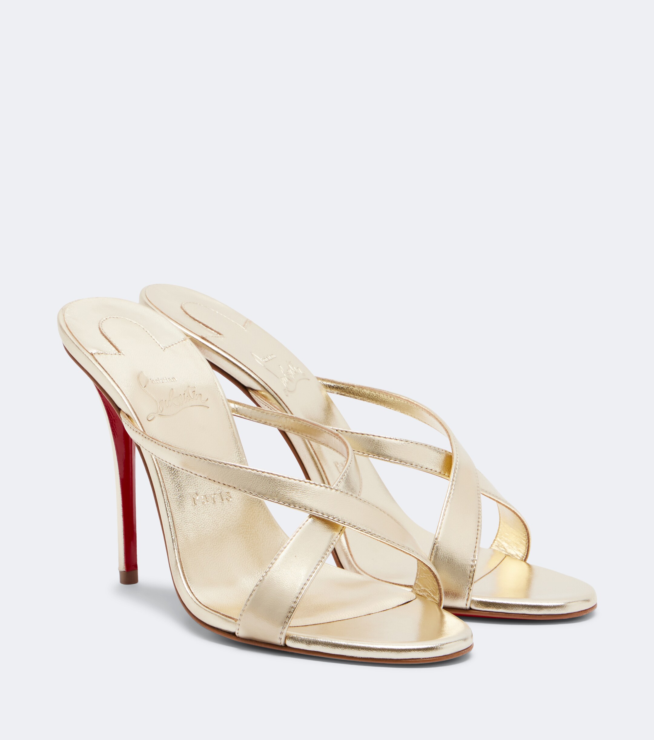 CHRISTIAN LOUBOUTIN Christian Louboutin Mulazee Cross metallic leather sandals