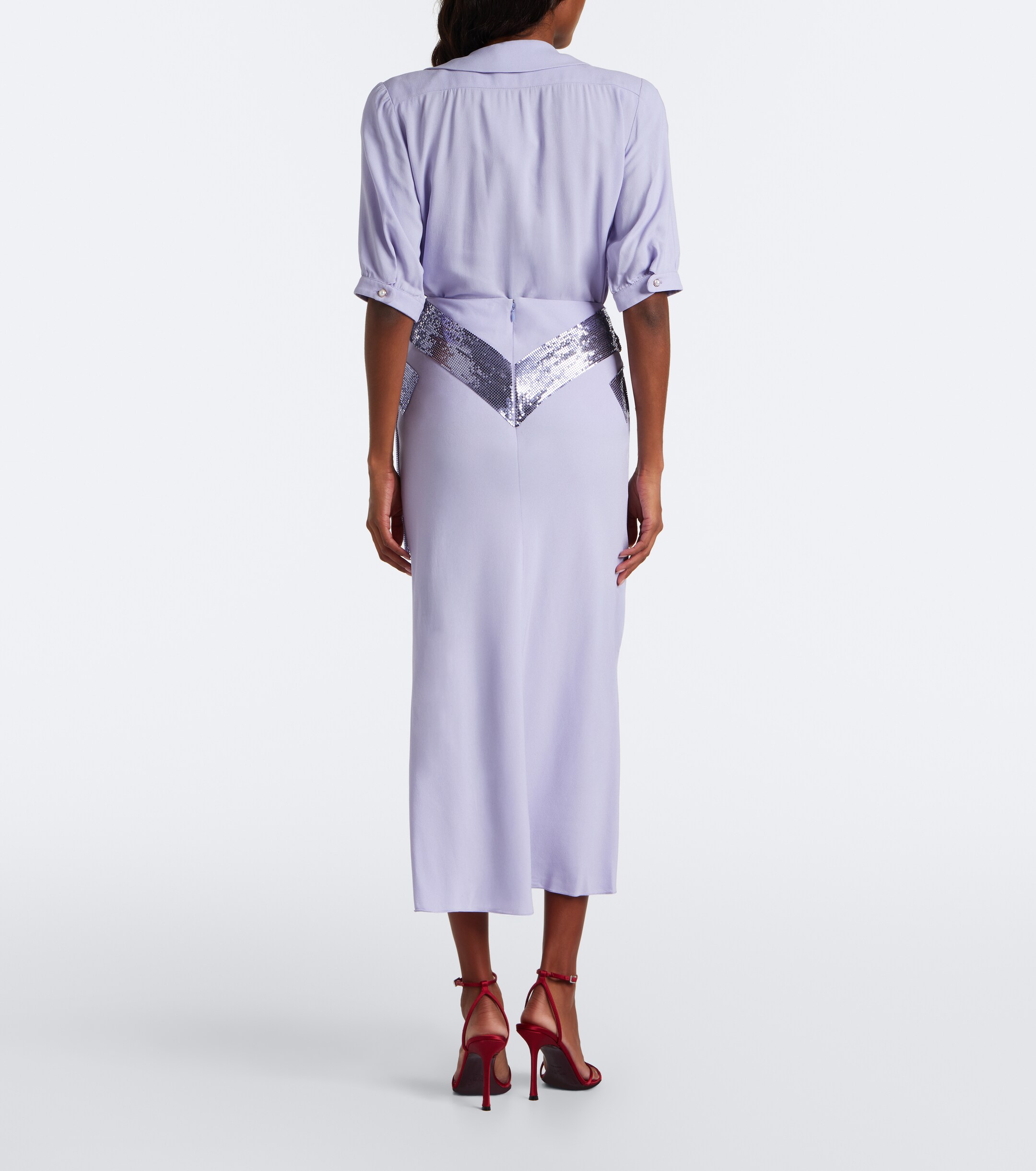 Rabanne Rabanne Chainmail crêpe midi skirt