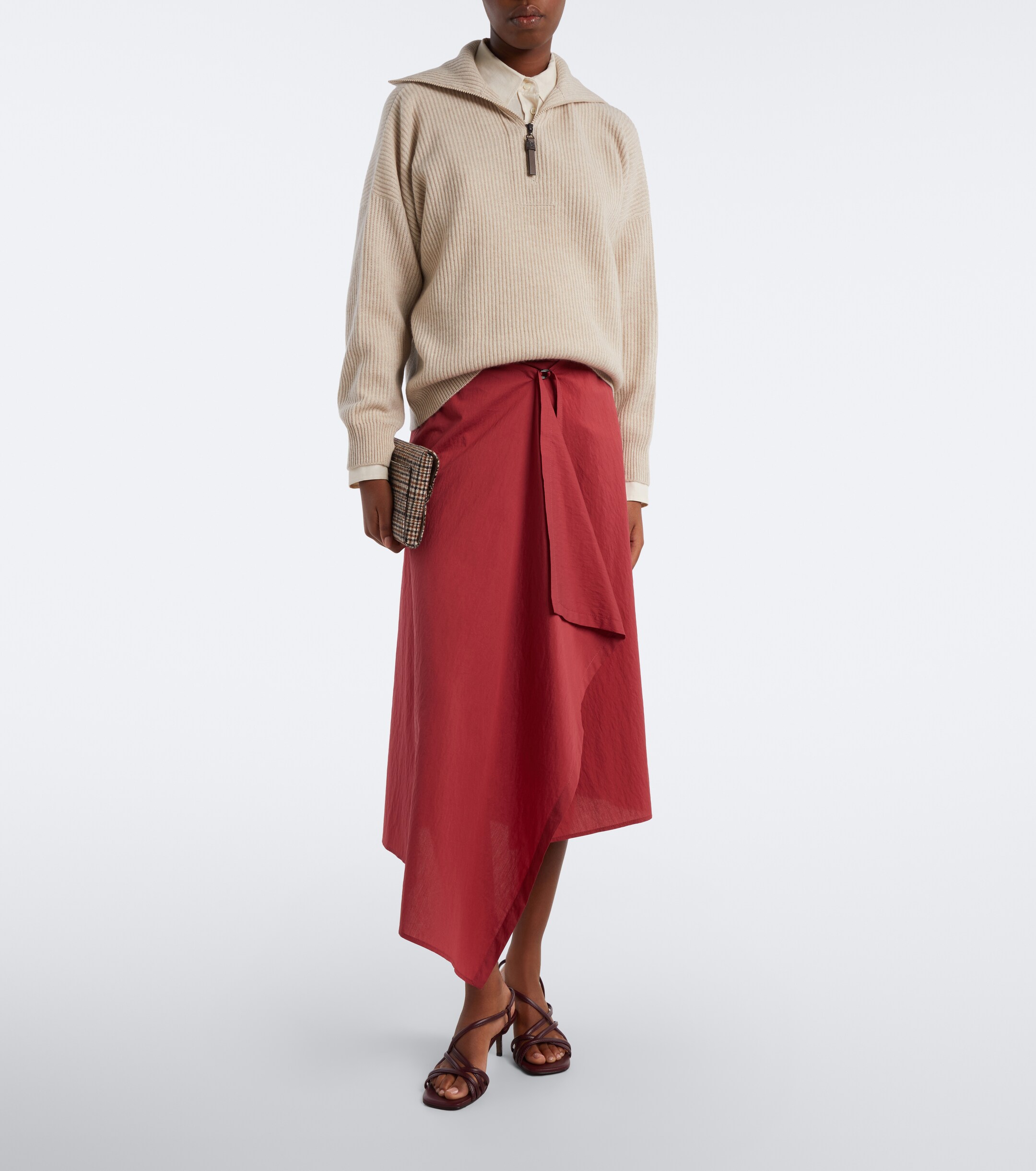 Brunello Cucinelli Brunello Cucinelli Draped cotton-blend wrap skirt