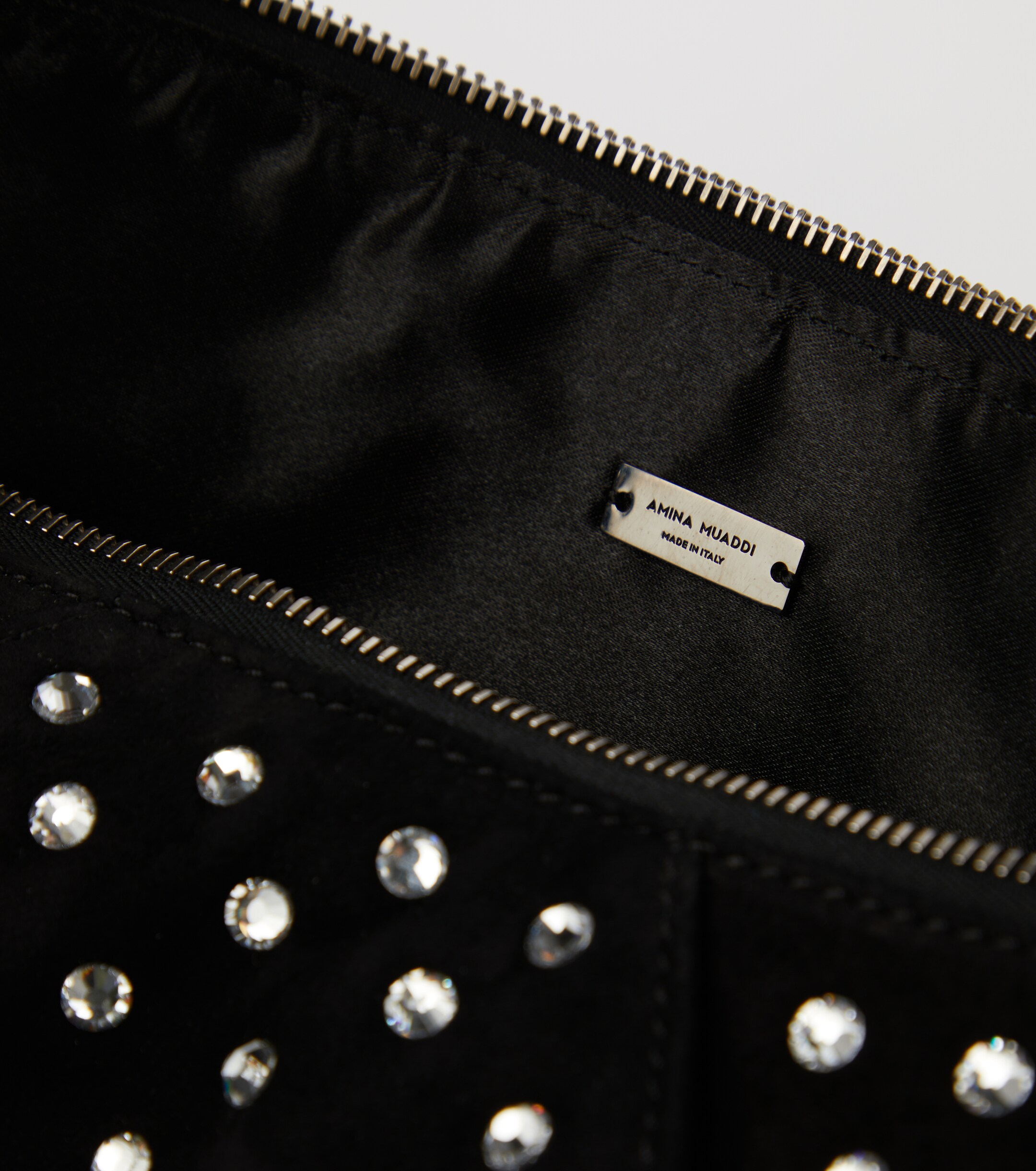 AMINA MUADDI Cameron embellished suede shoulder bag