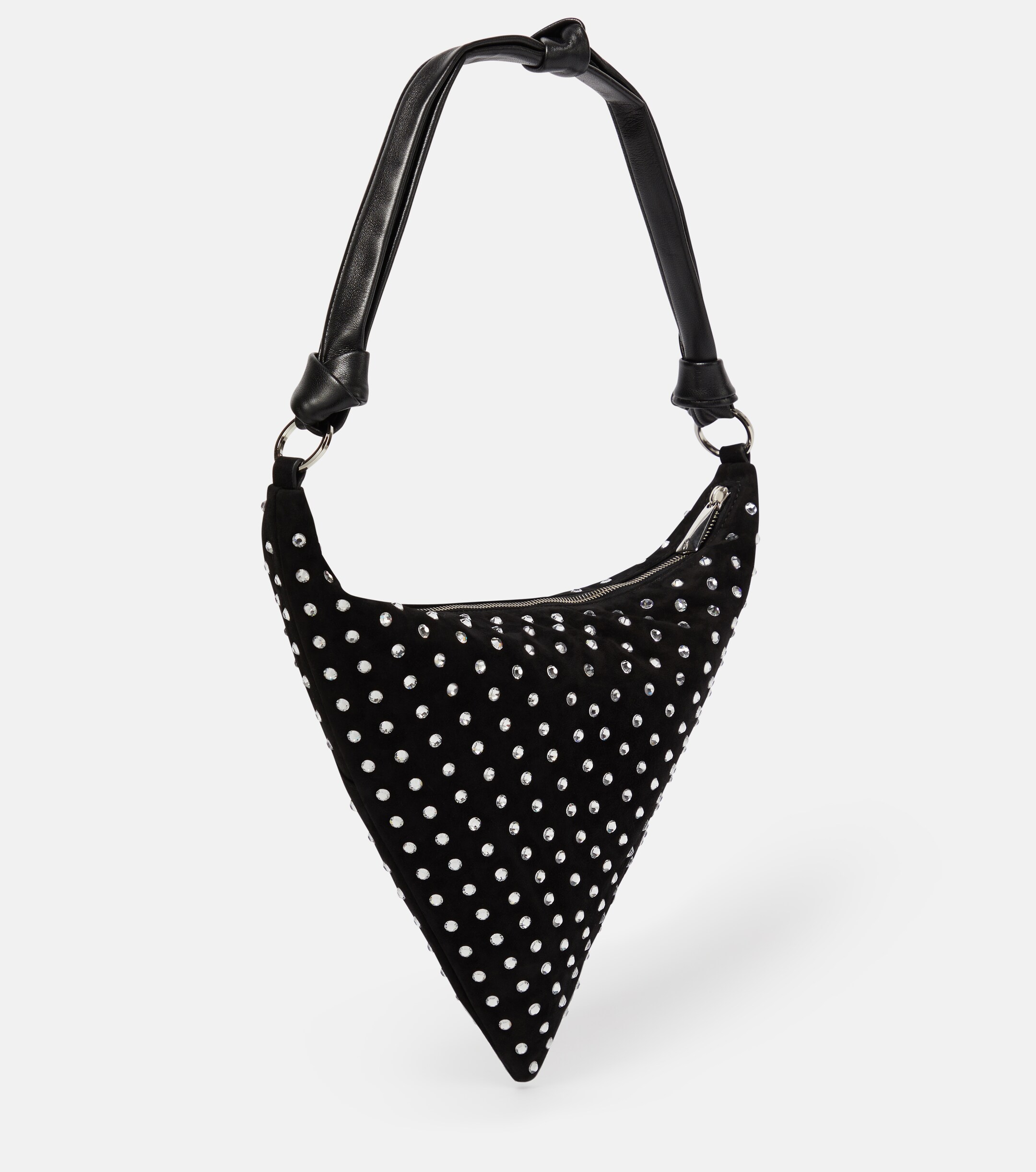 AMINA MUADDI Cameron embellished suede shoulder bag