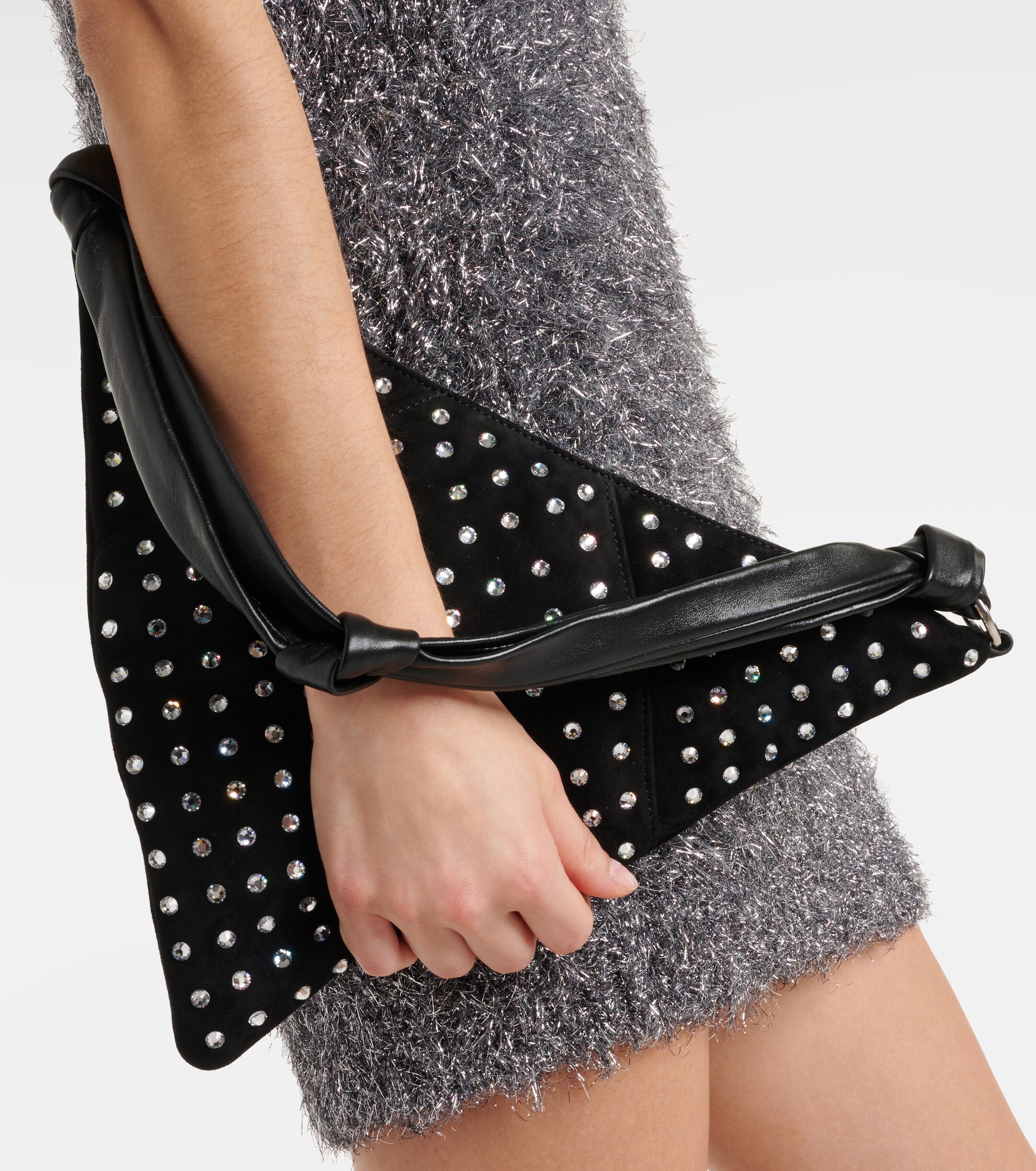 AMINA MUADDI Cameron embellished suede shoulder bag