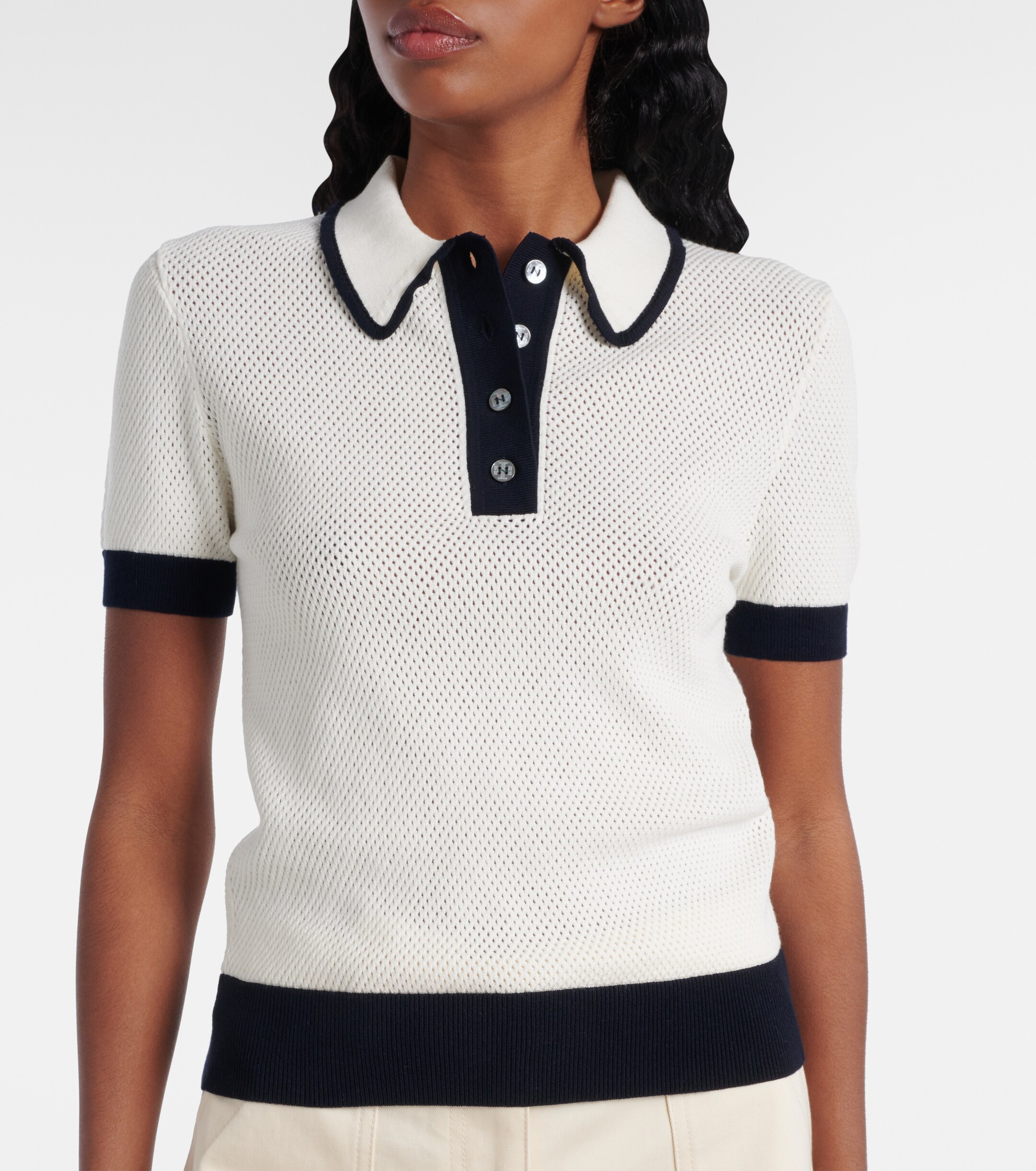 Tory Burch Open-knit polo shirt