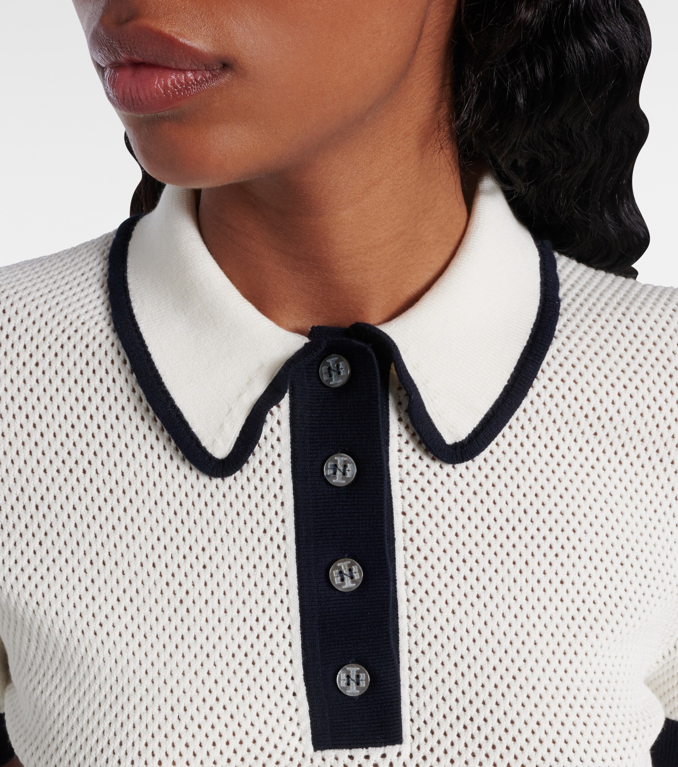 Tory Burch Open-knit polo shirt