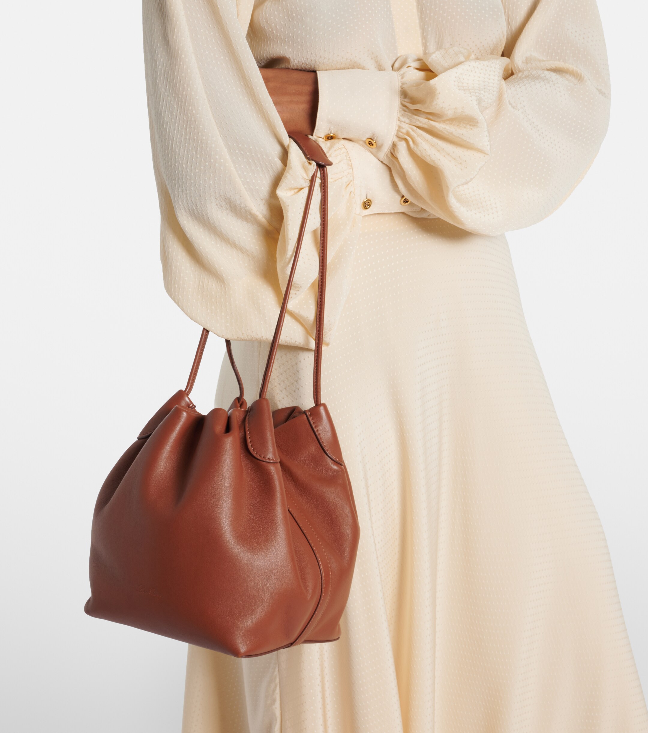 Loro Piana Bale Softy Small leather bucket bag