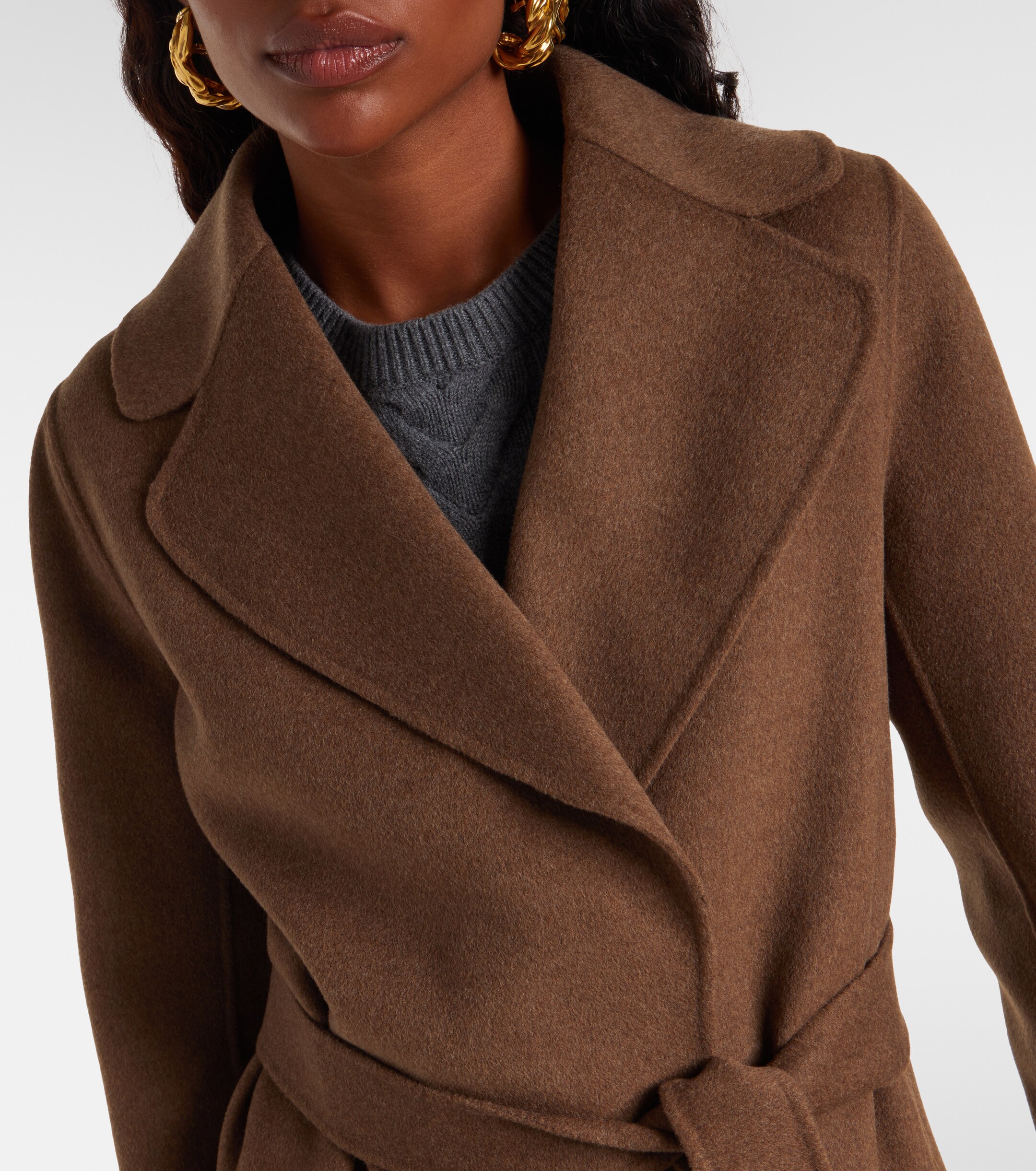 S Max Mara Poldo virgin wool wrap coat thumbnail