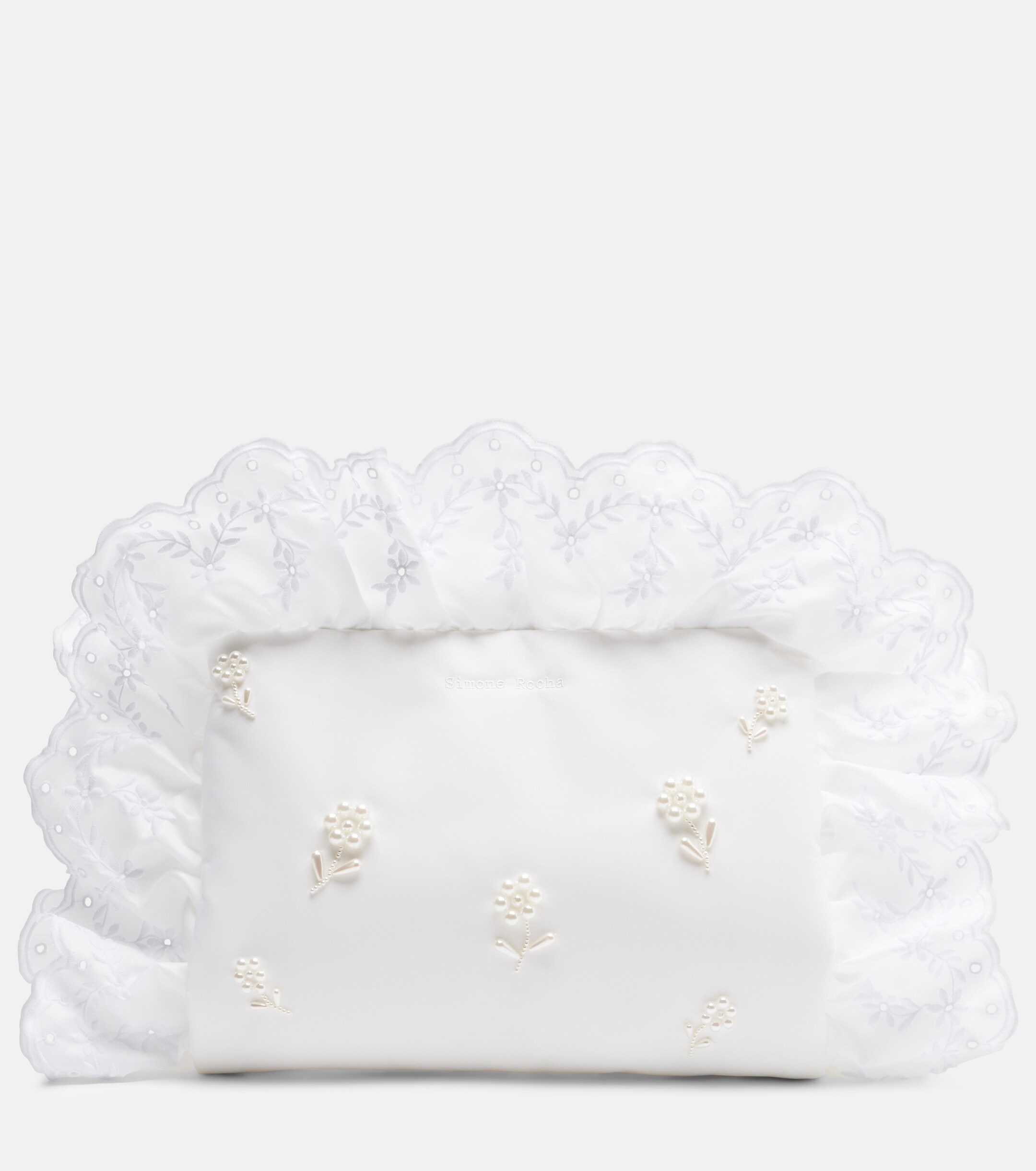 Simone Rocha Pillowcase embellished ruffled clutch