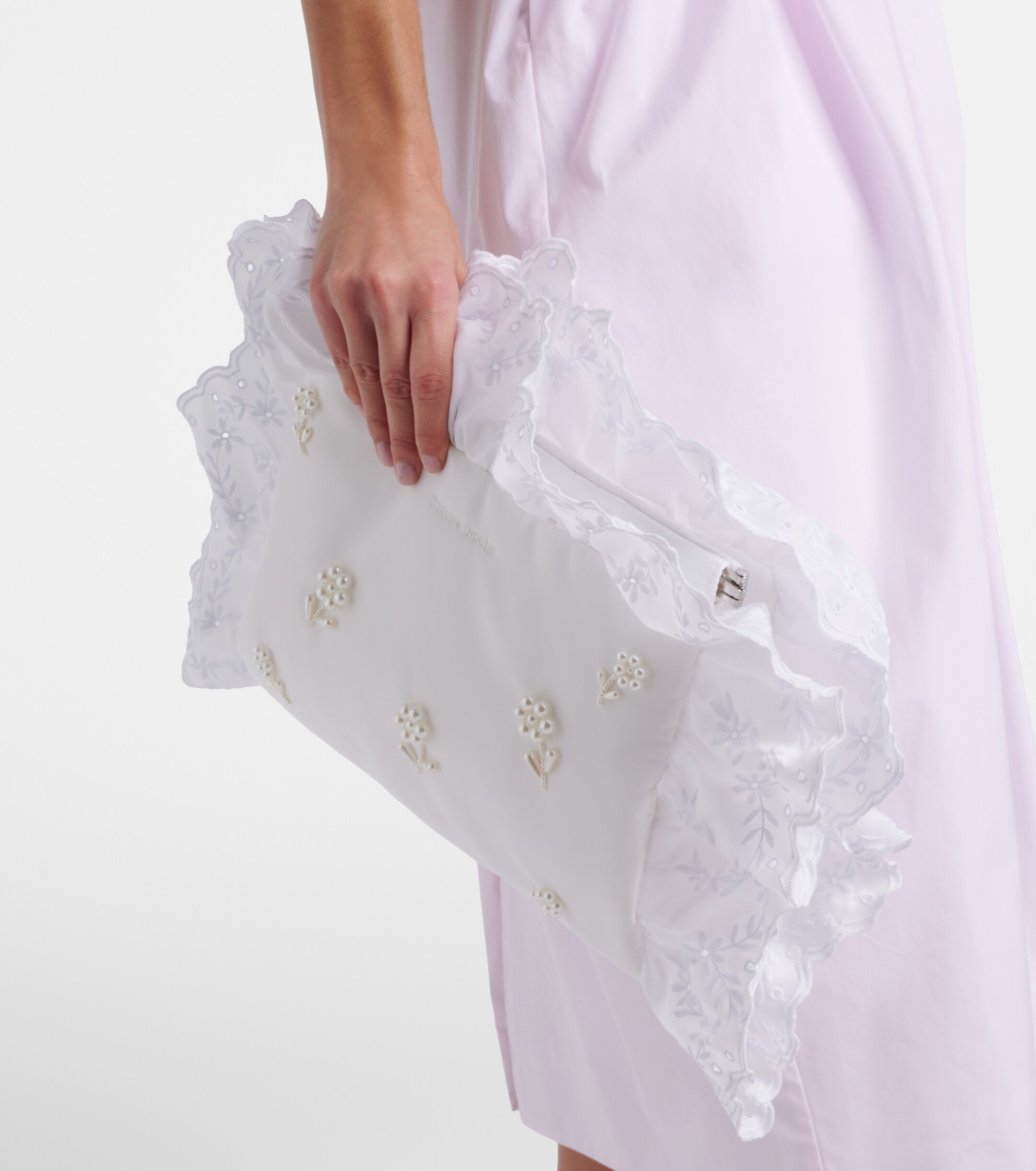 Simone Rocha Pillowcase embellished ruffled clutch