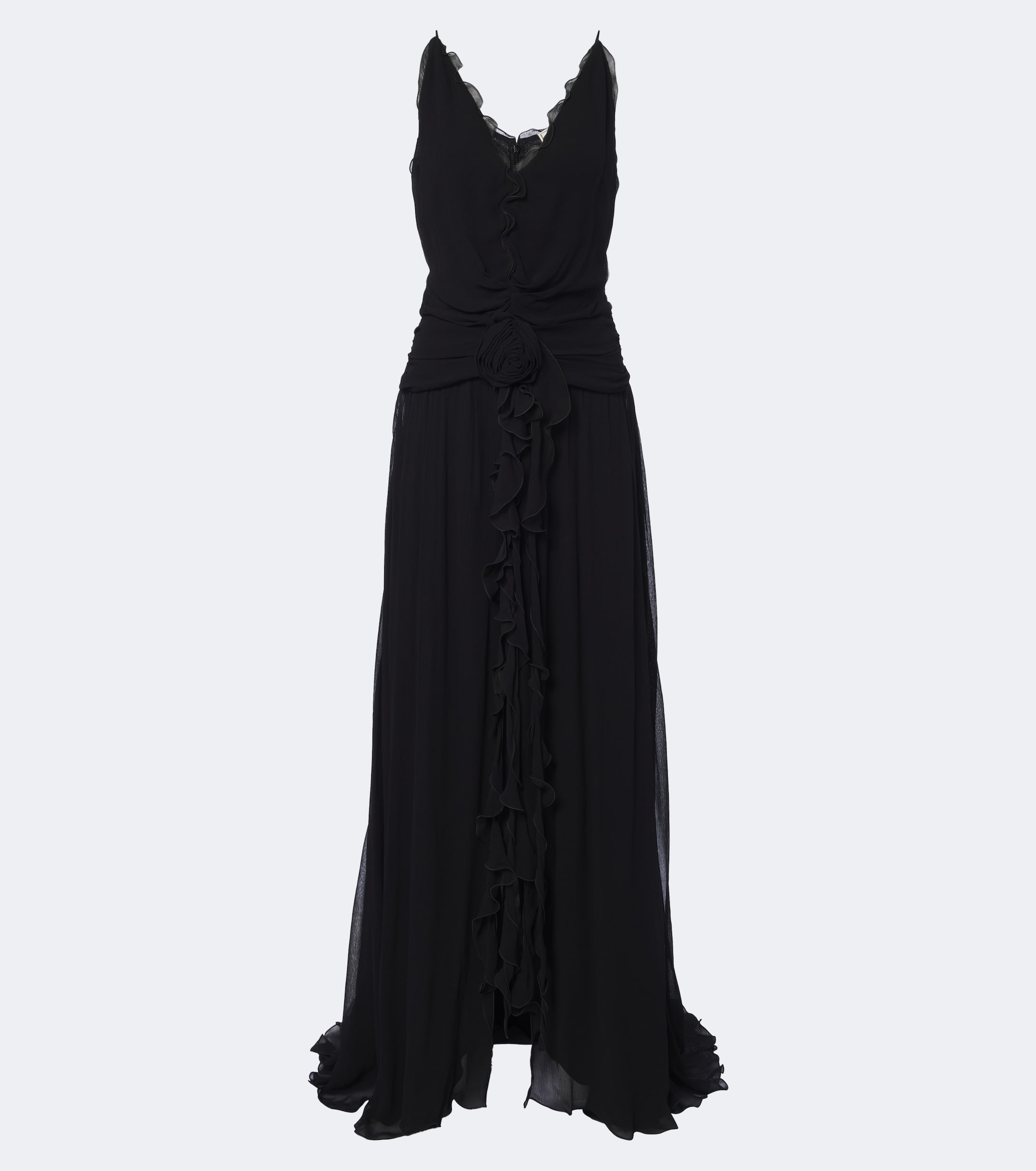 Blumarine Blumarine Floral-appliqué ruffled georgette gown