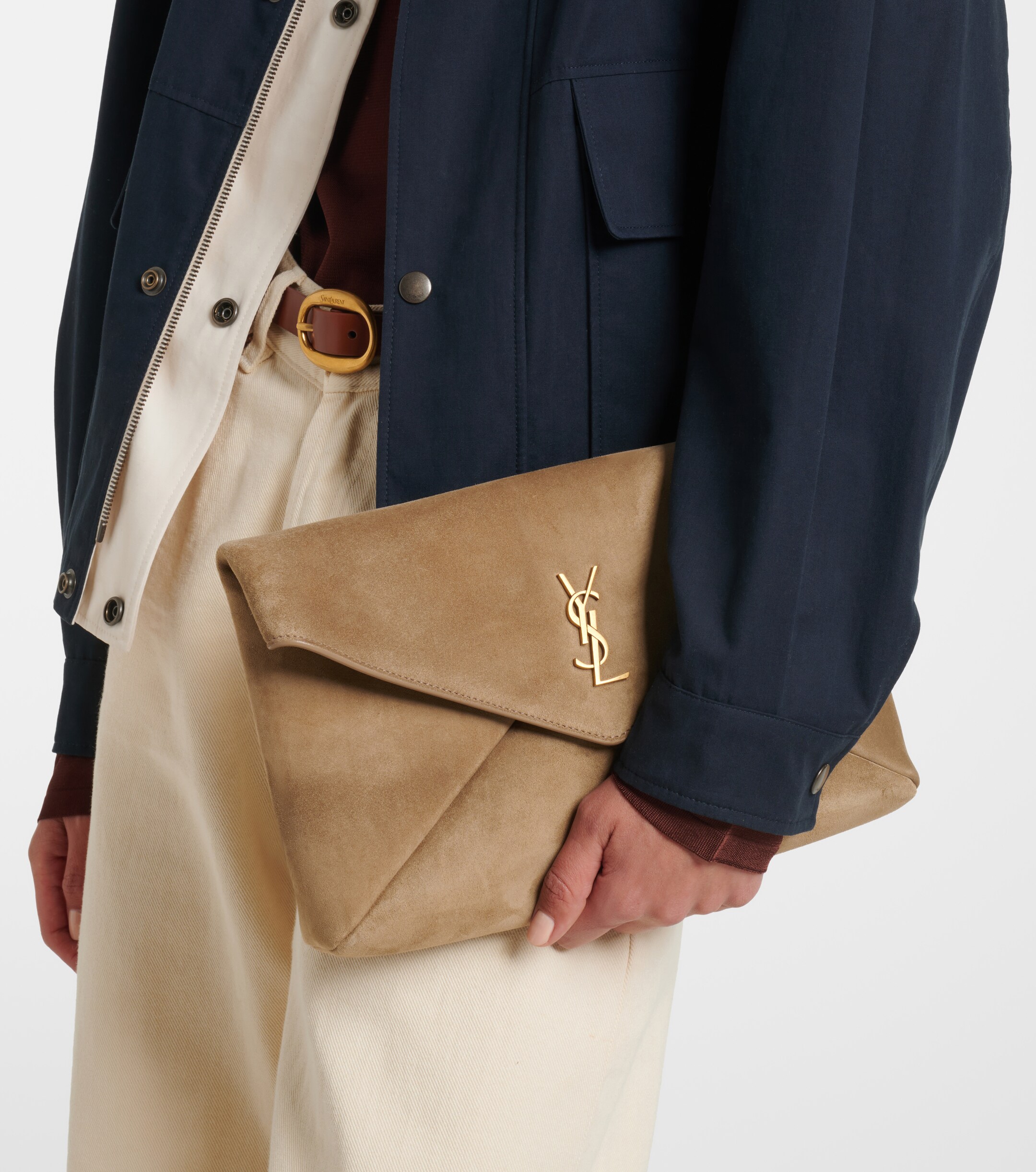 Saint Laurent Cassandre suede pouch