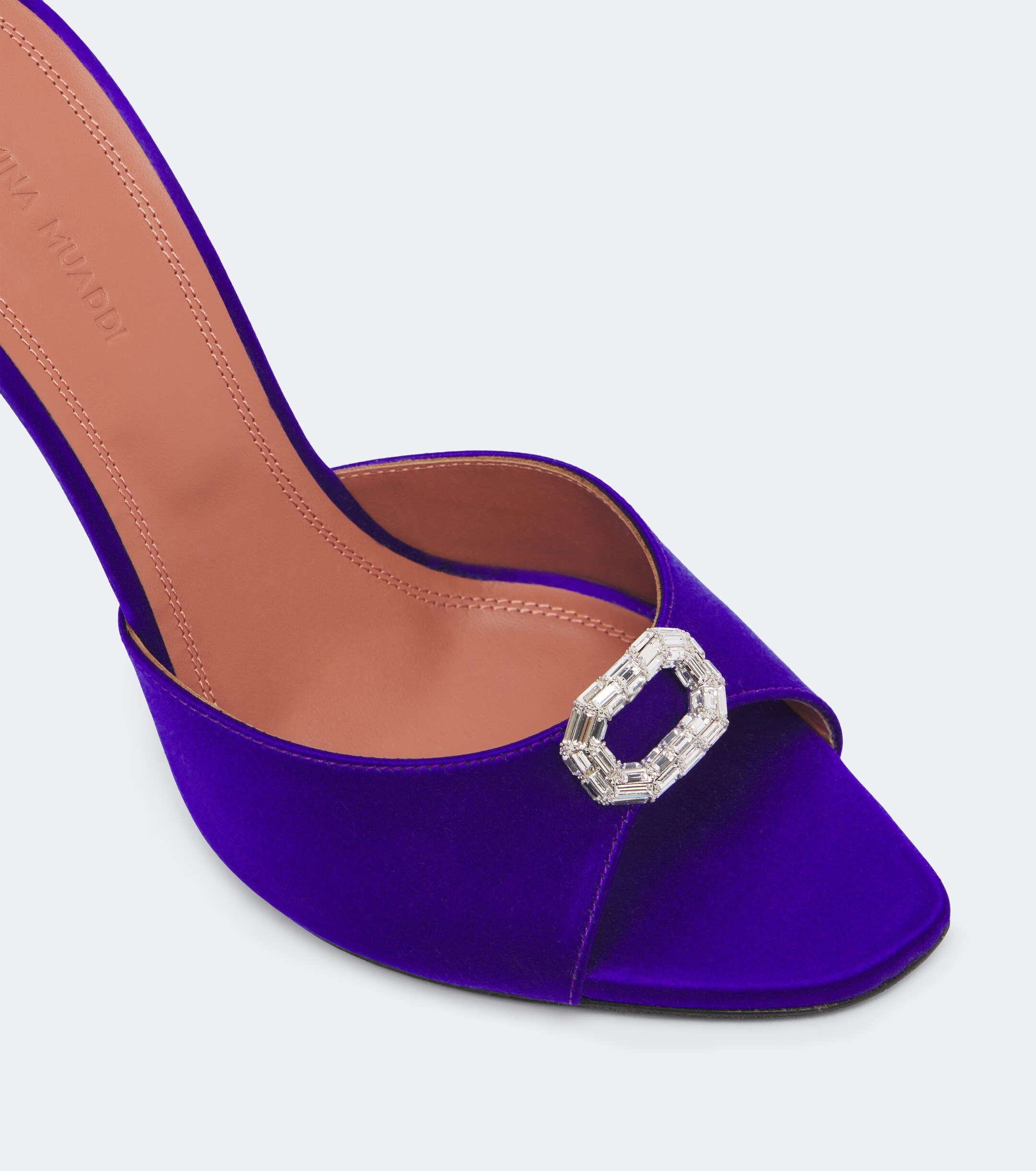 AMINA MUADDI Amina Muaddi Mini Camelia embellished satin mules