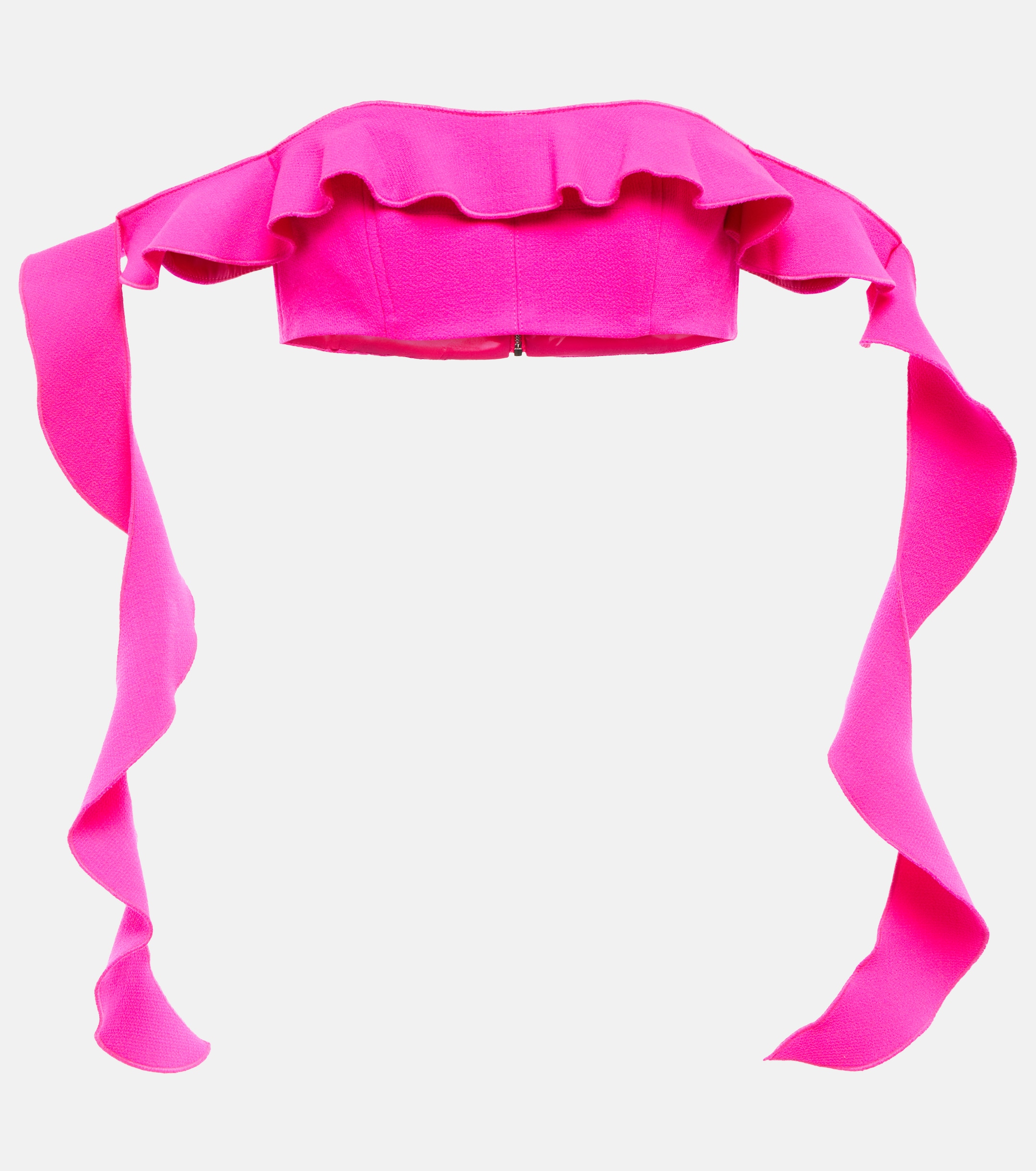 David Koma Strapless wool-blend ruffle top