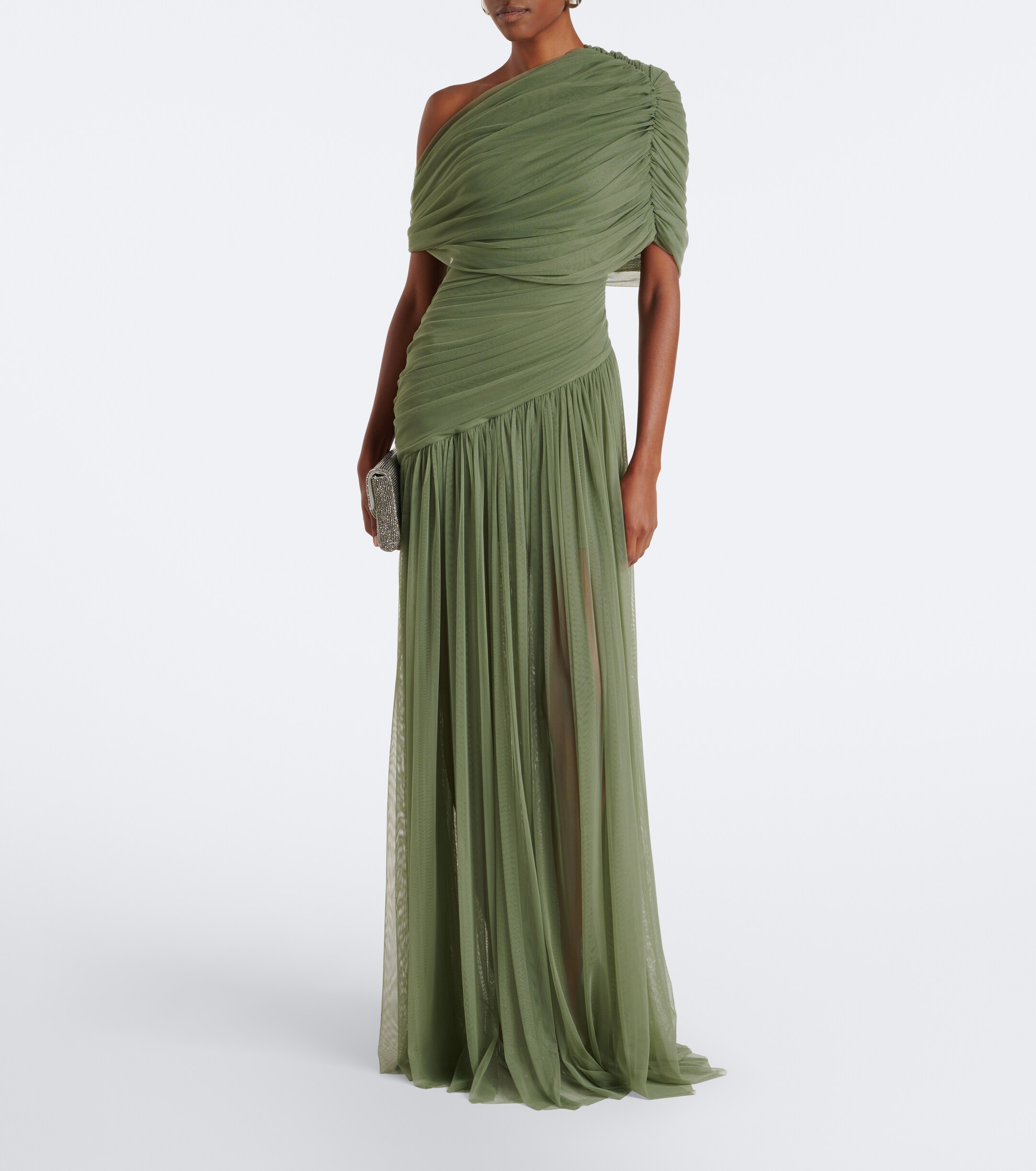 DE LA VALI De La Vali Himalia ruched one-shoulder tulle gown