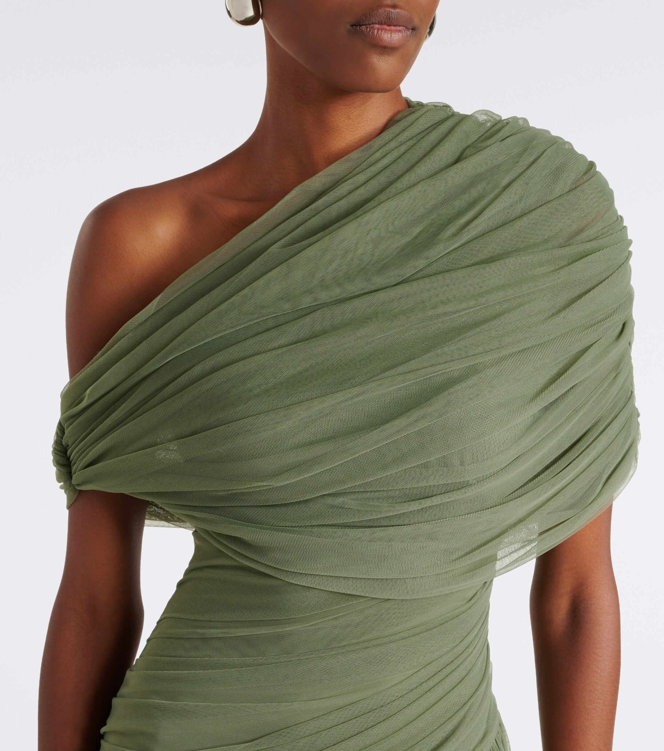 DE LA VALI De La Vali Himalia ruched one-shoulder tulle gown