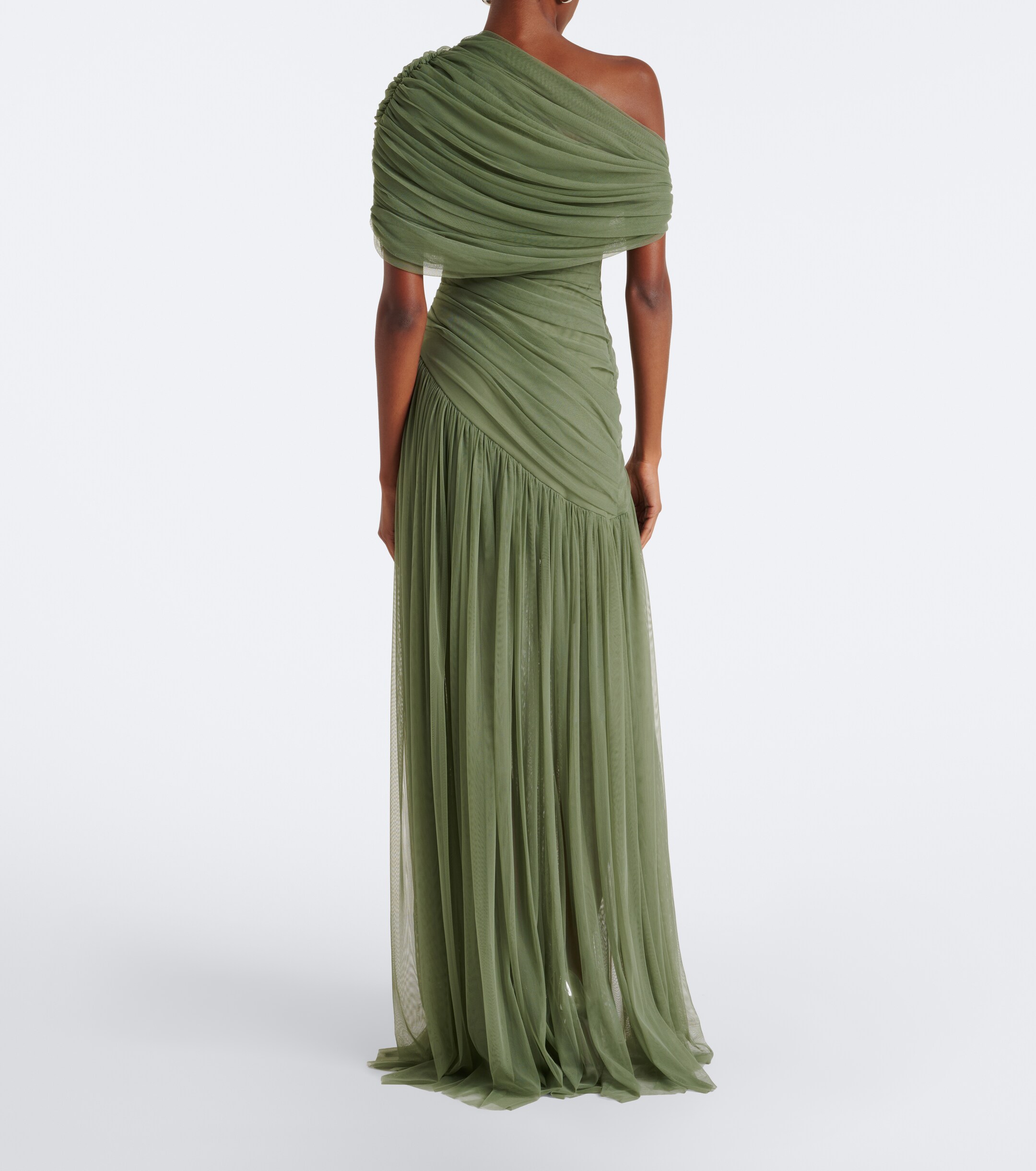 DE LA VALI De La Vali Himalia ruched one-shoulder tulle gown