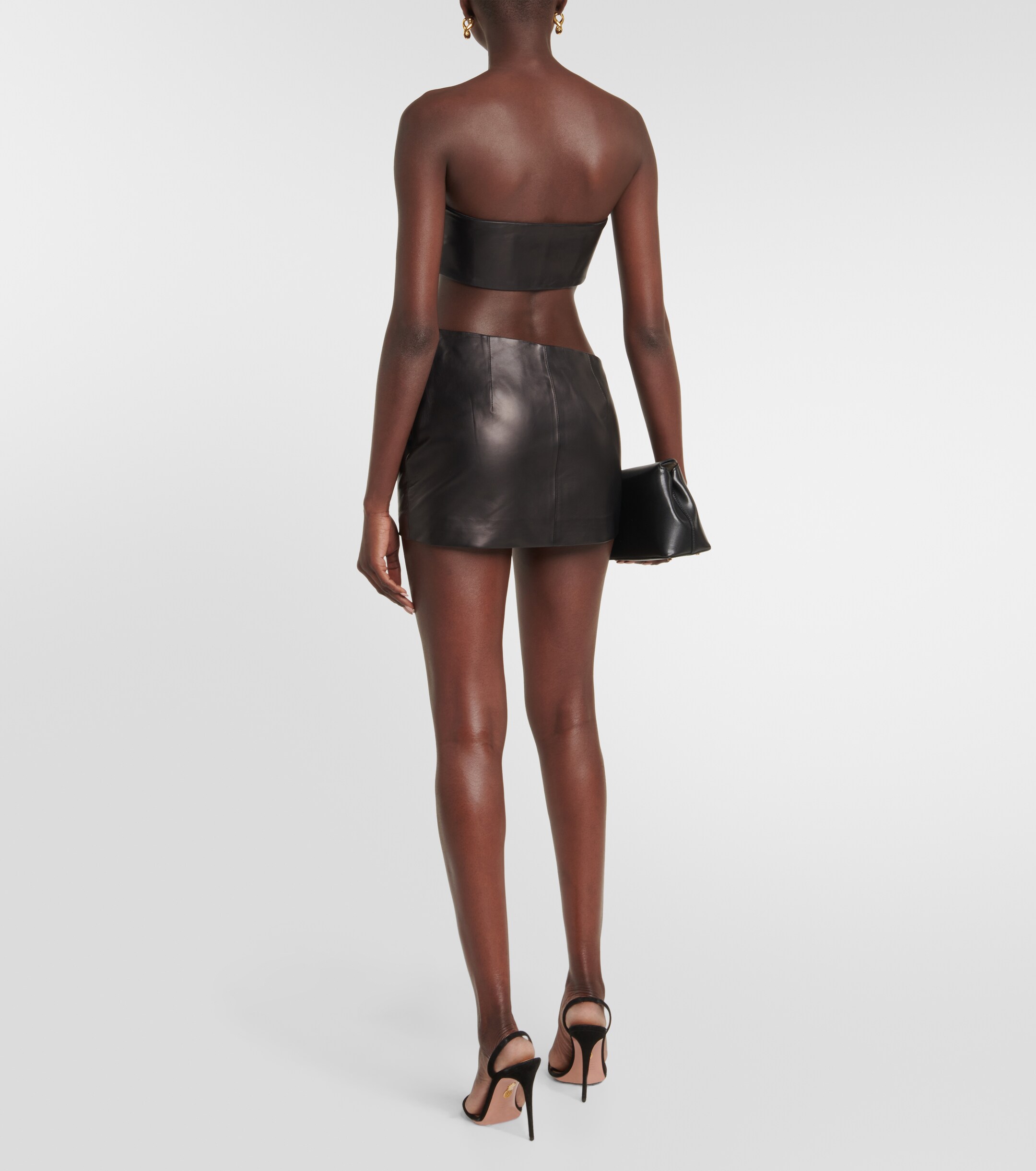 Mônot Leather bandeau crop top