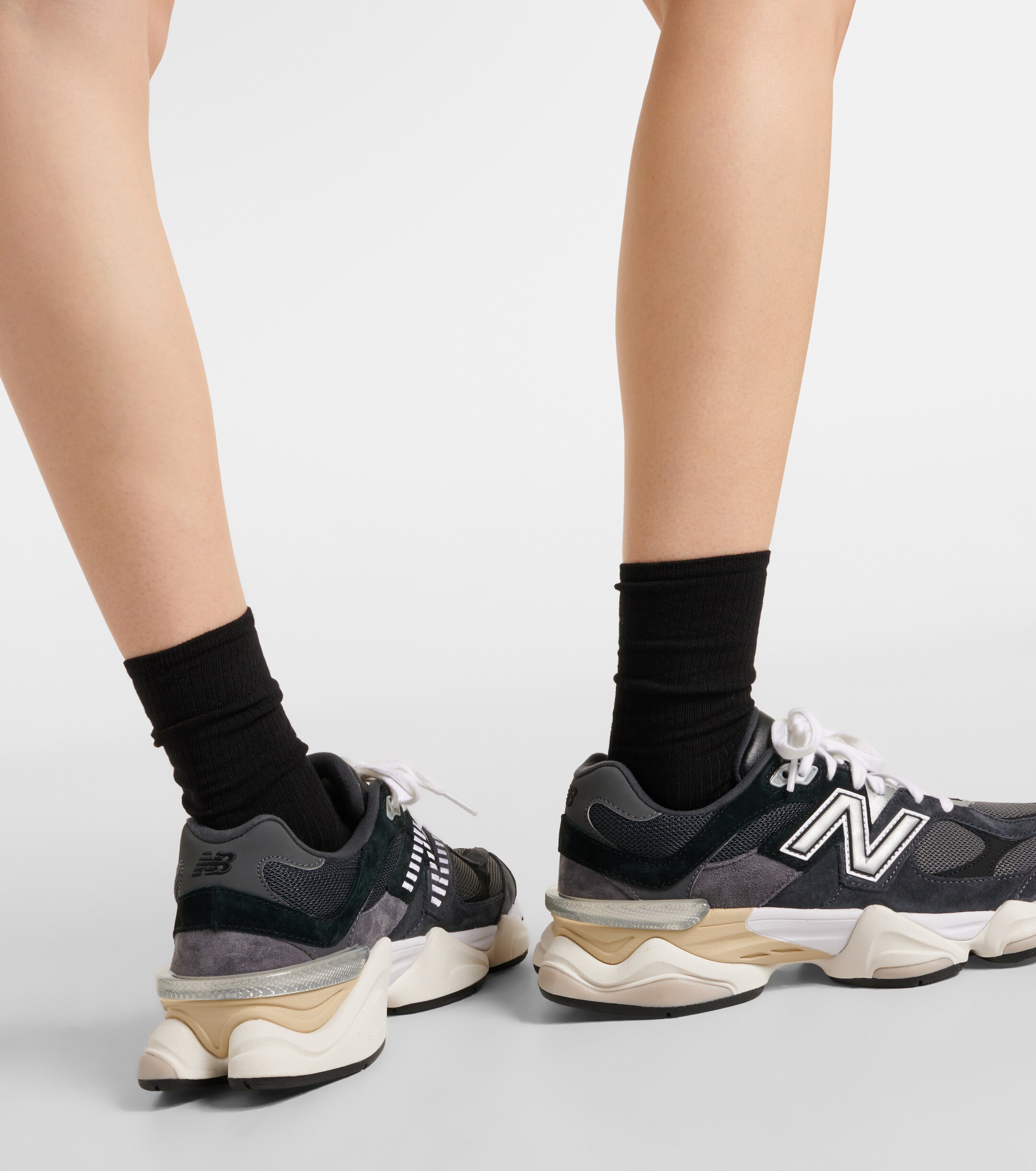 New Balance 9060 suede-trimmed sneakers