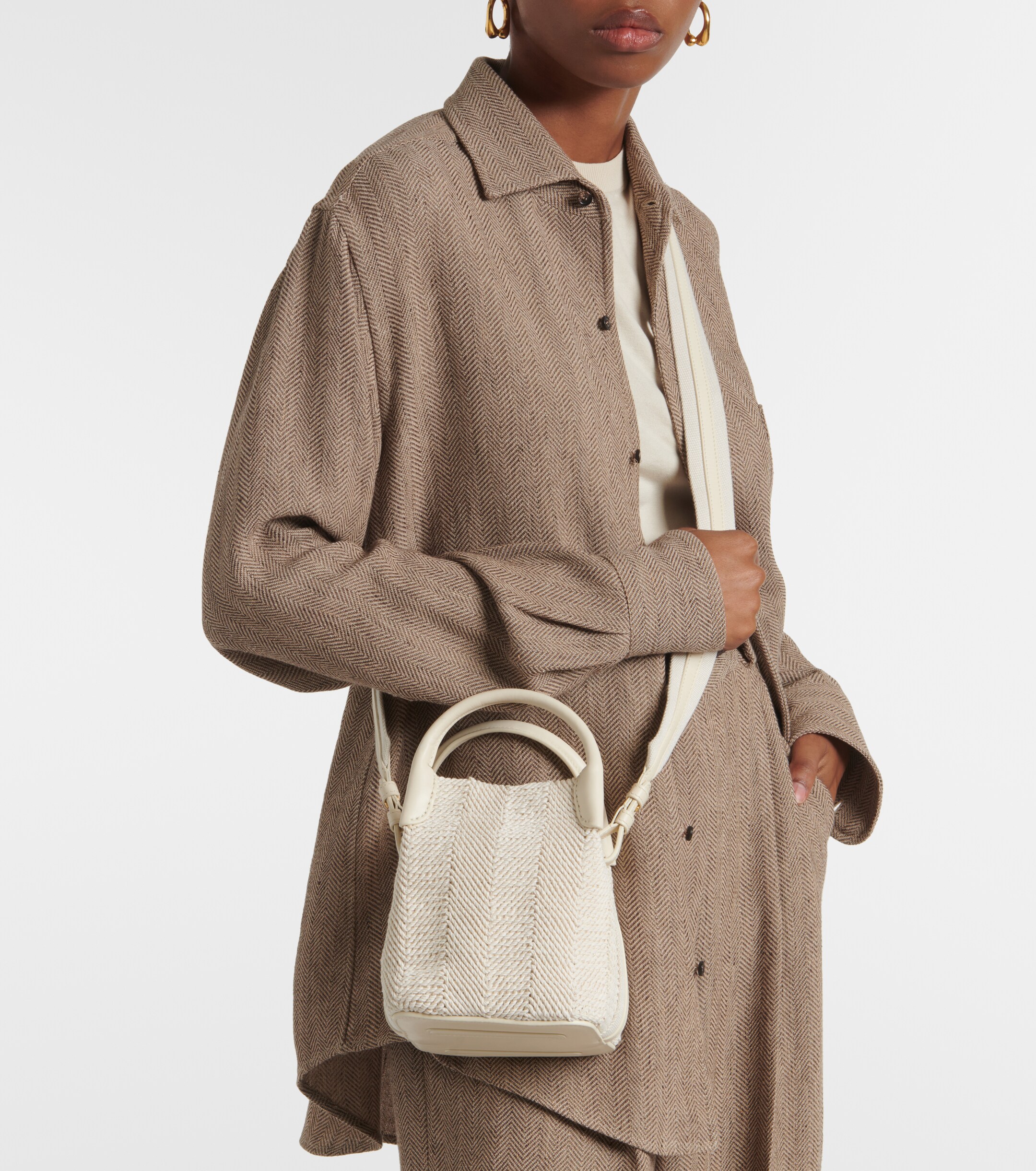 Loro Piana Bale Micro leather-trimmed bucket bag