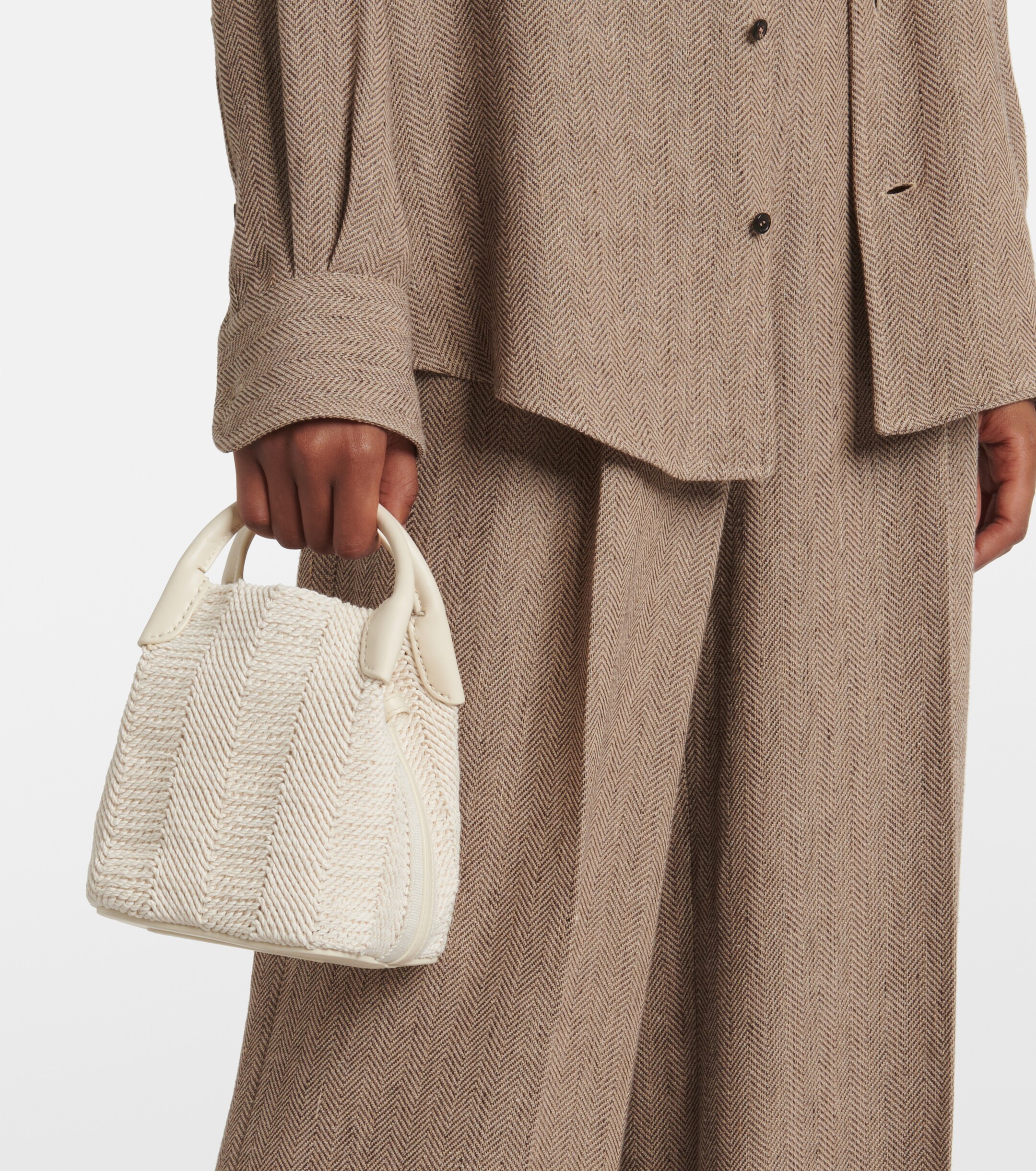 Loro Piana Bale Micro leather-trimmed bucket bag