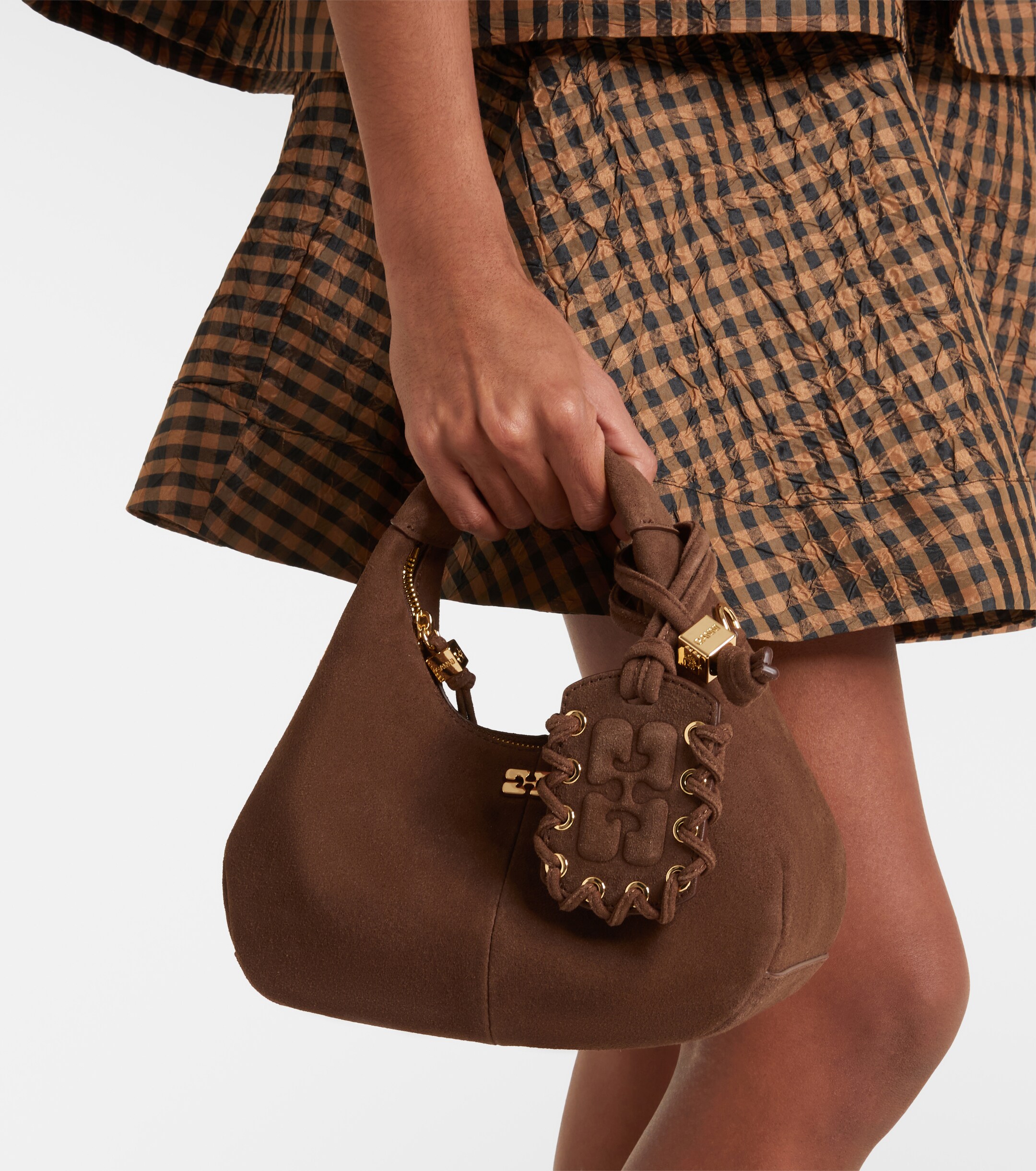 GANNI Suede top-handle bag