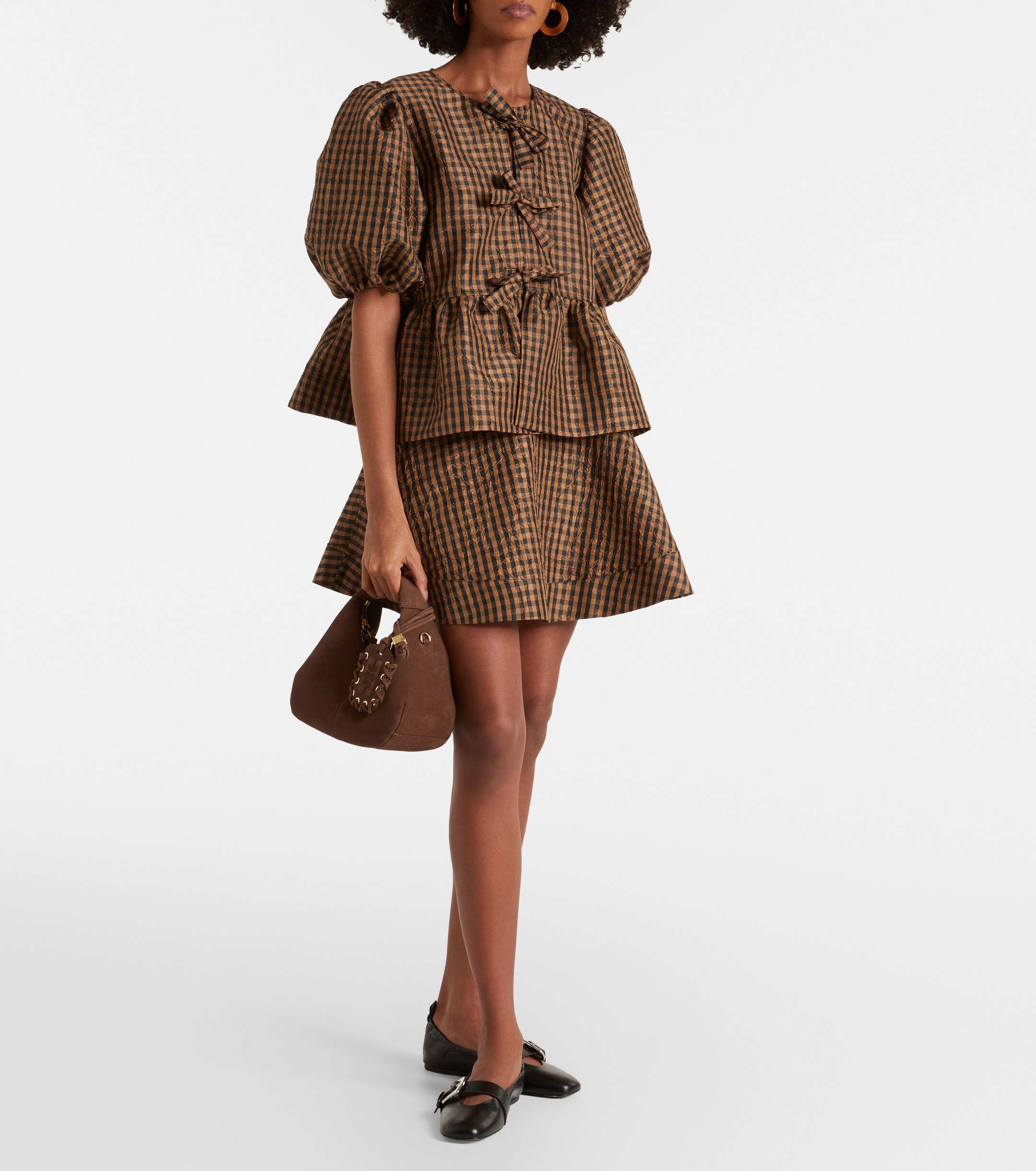 GANNI Suede top-handle bag