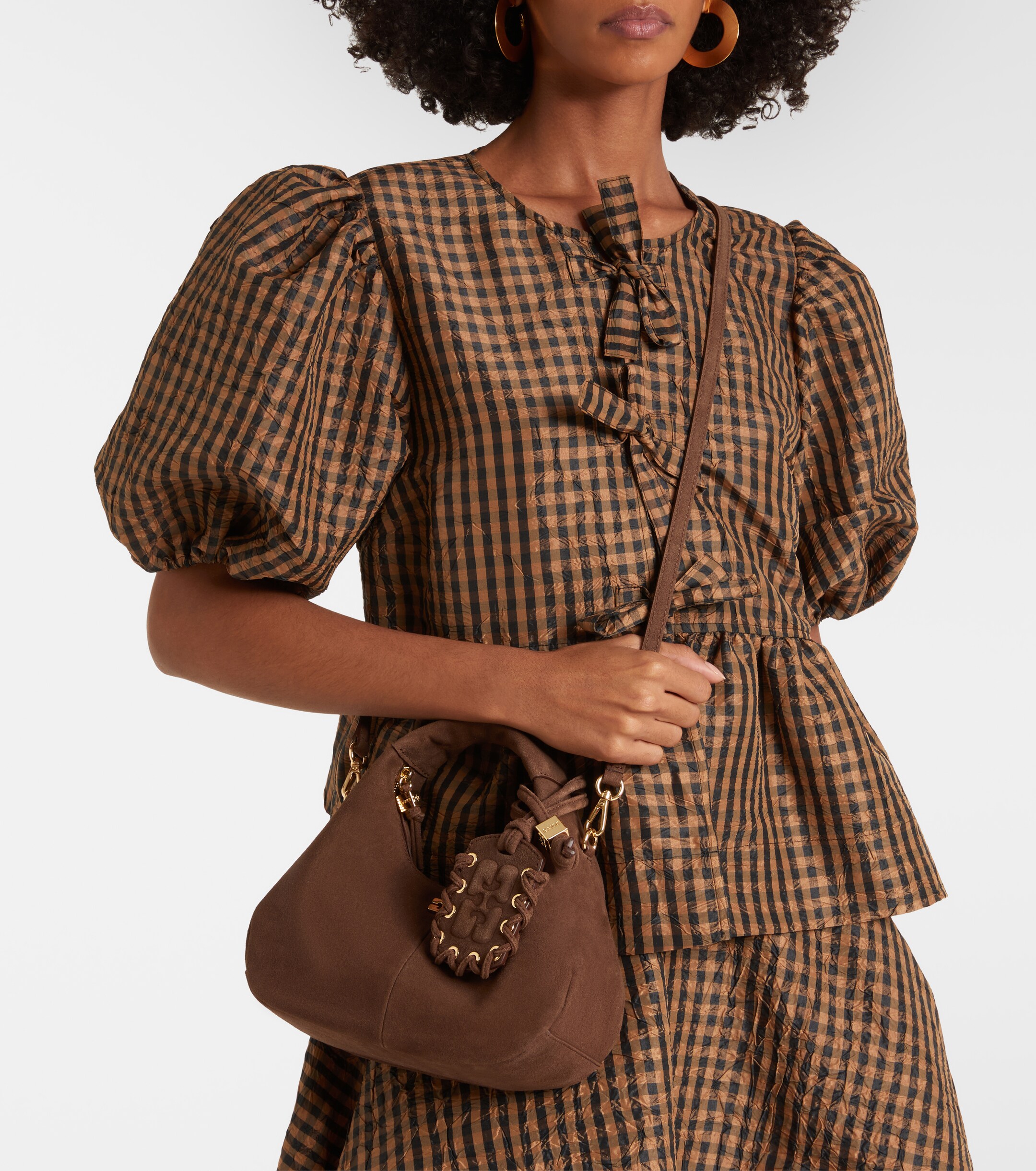 GANNI Suede top-handle bag
