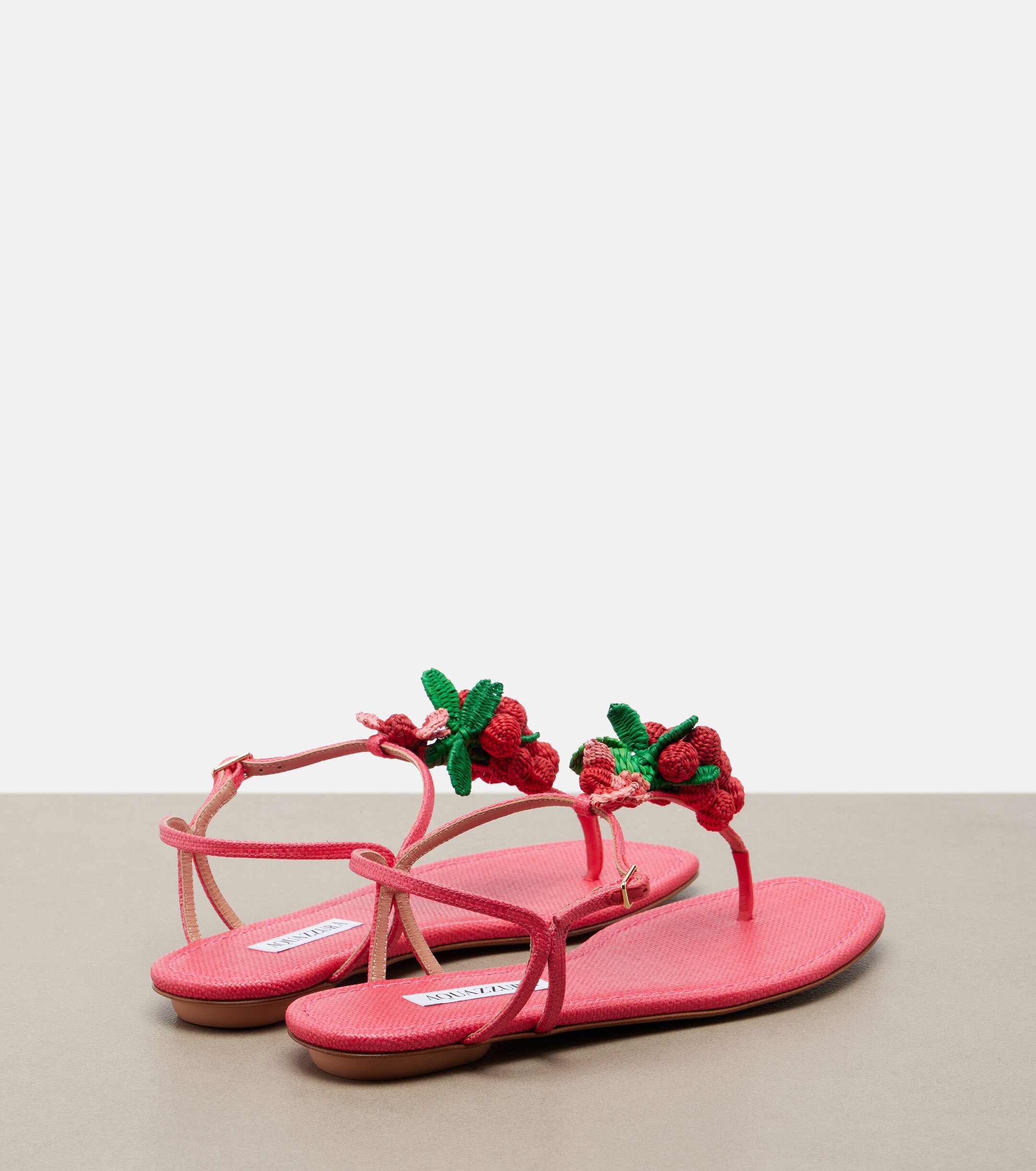 AQUAZZURA Aquazzura Berry raffia-effect thong sandals