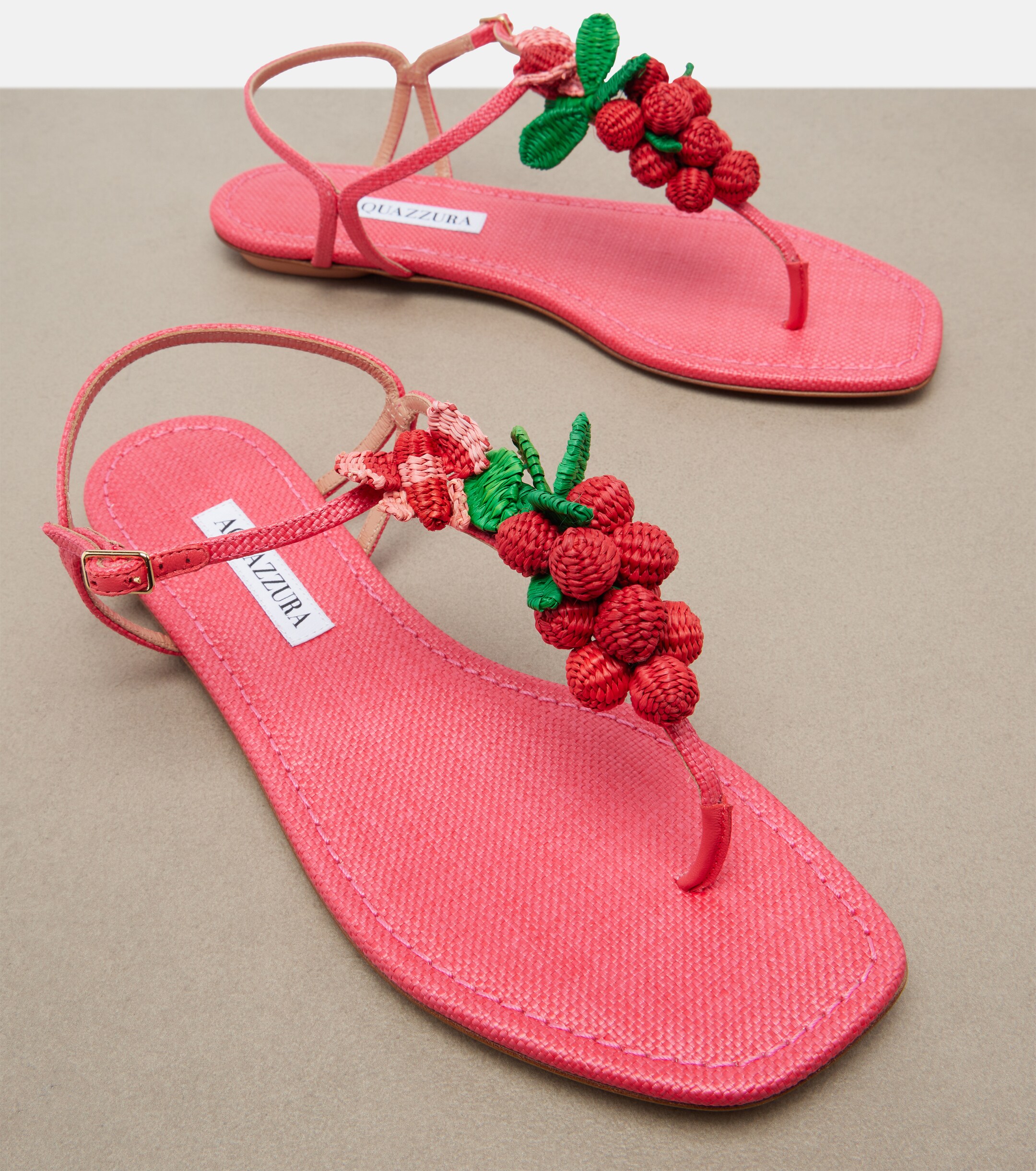 AQUAZZURA Aquazzura Berry raffia-effect thong sandals