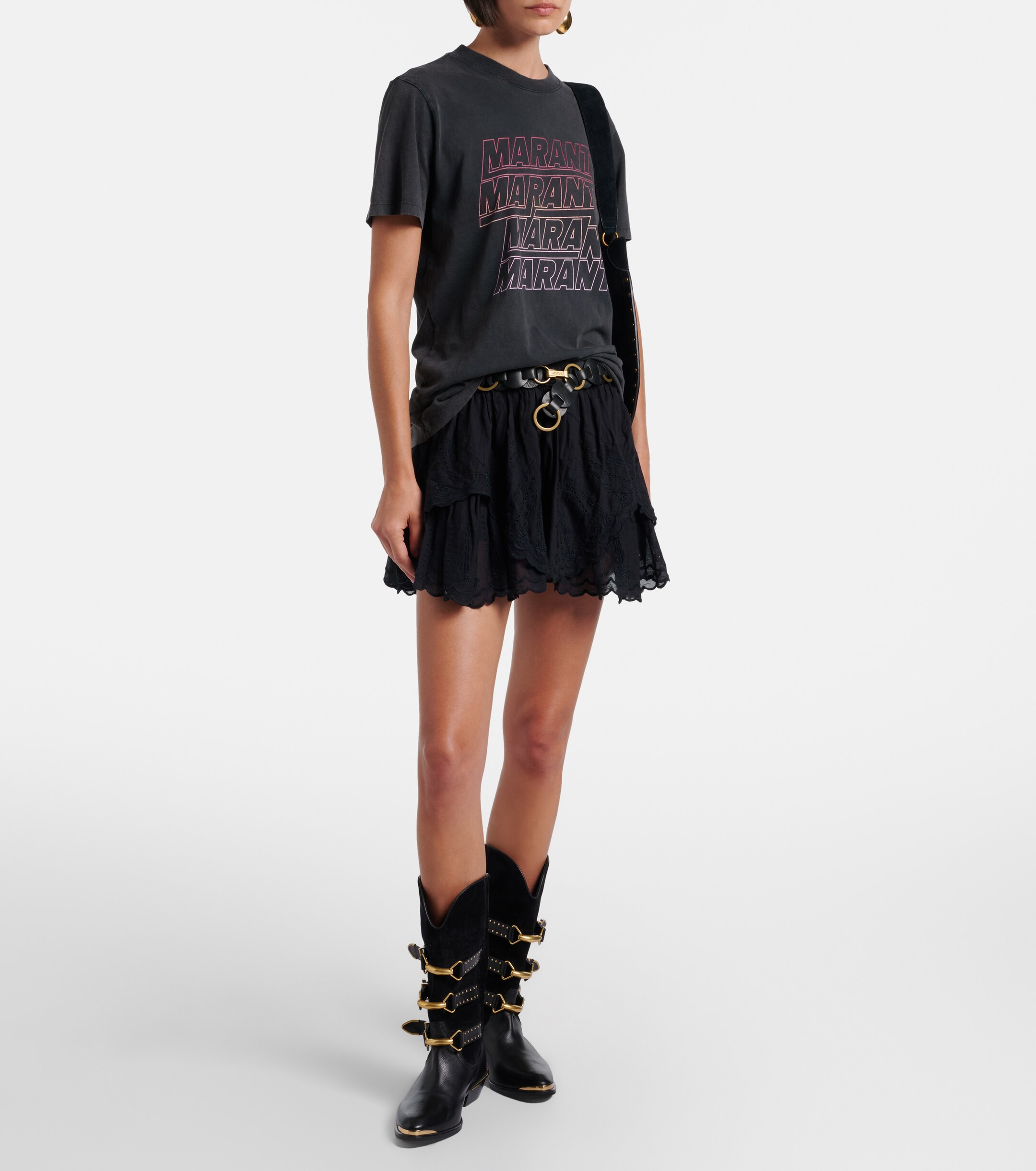 Marant Étoile Marant Etoile Layale embroidered cotton shorts