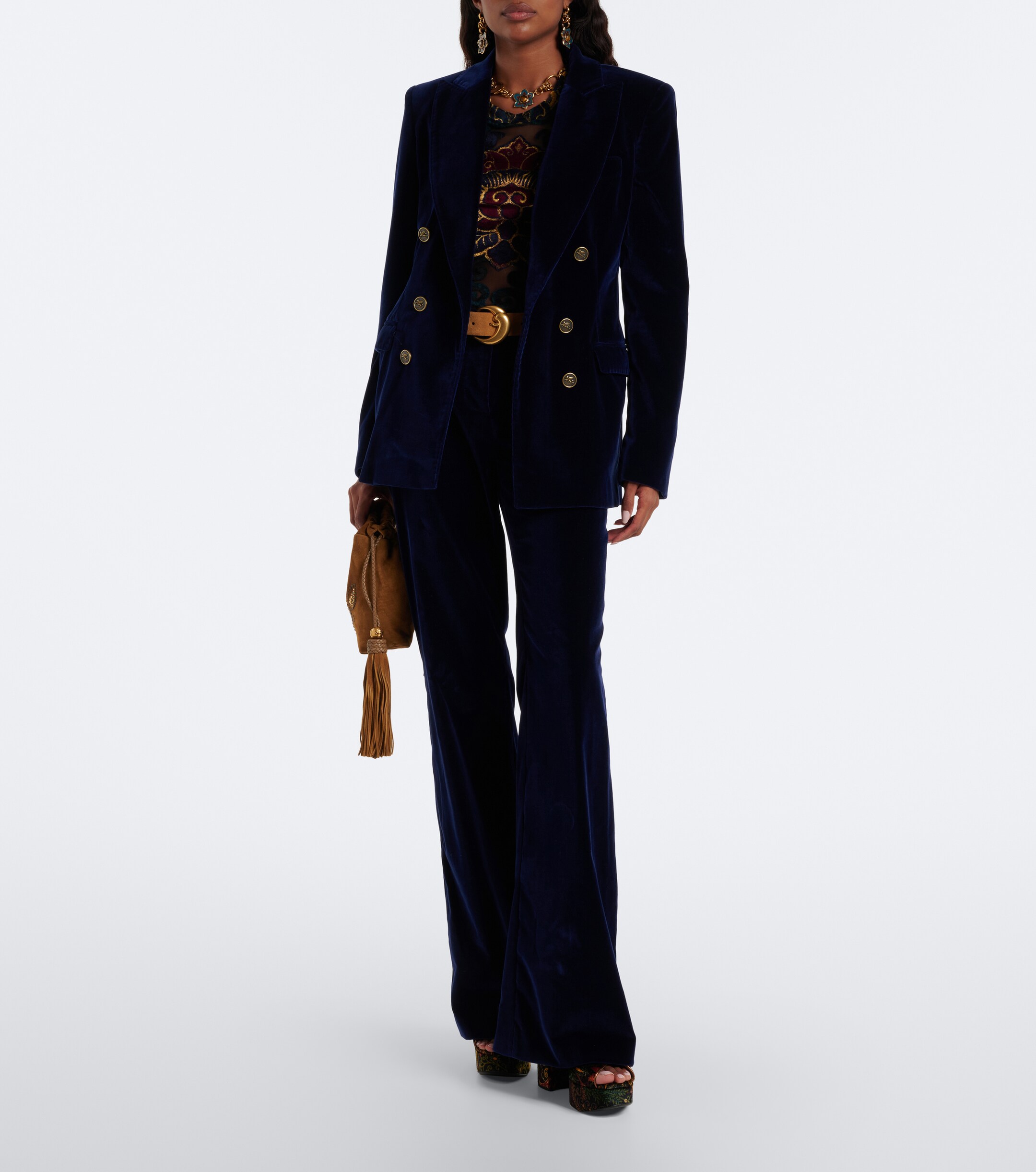 Etro Etro Double-breasted cotton velvet blazer