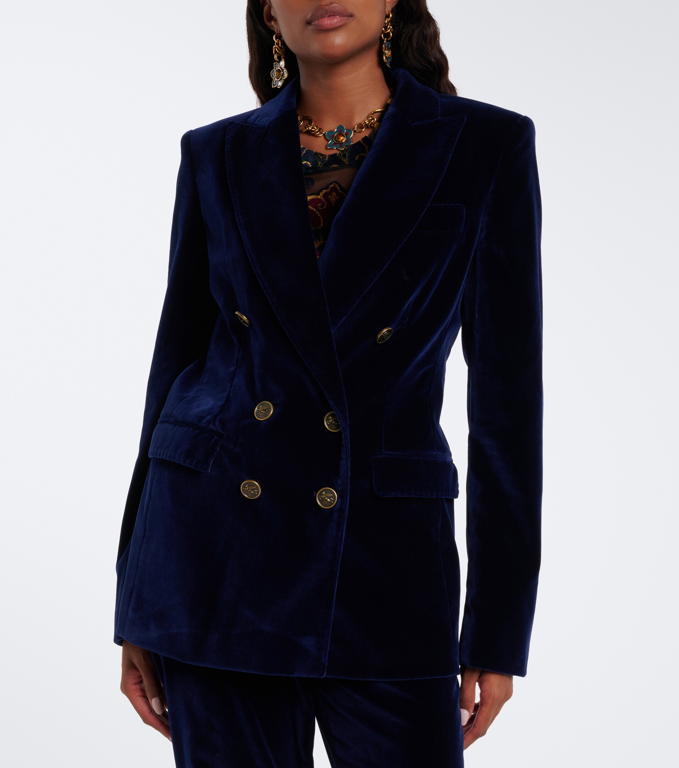 Etro Etro Double-breasted cotton velvet blazer