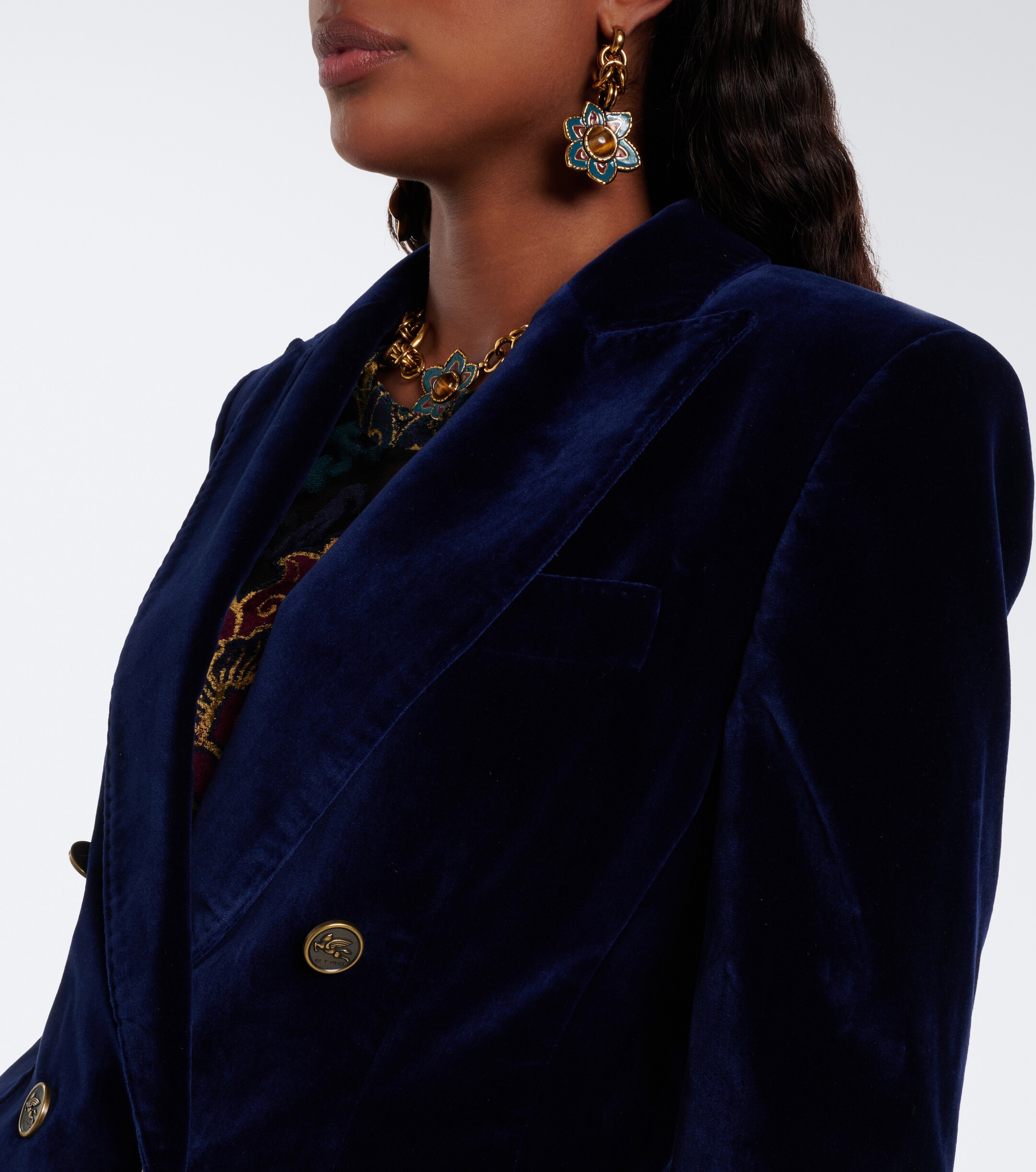 Etro Etro Double-breasted cotton velvet blazer