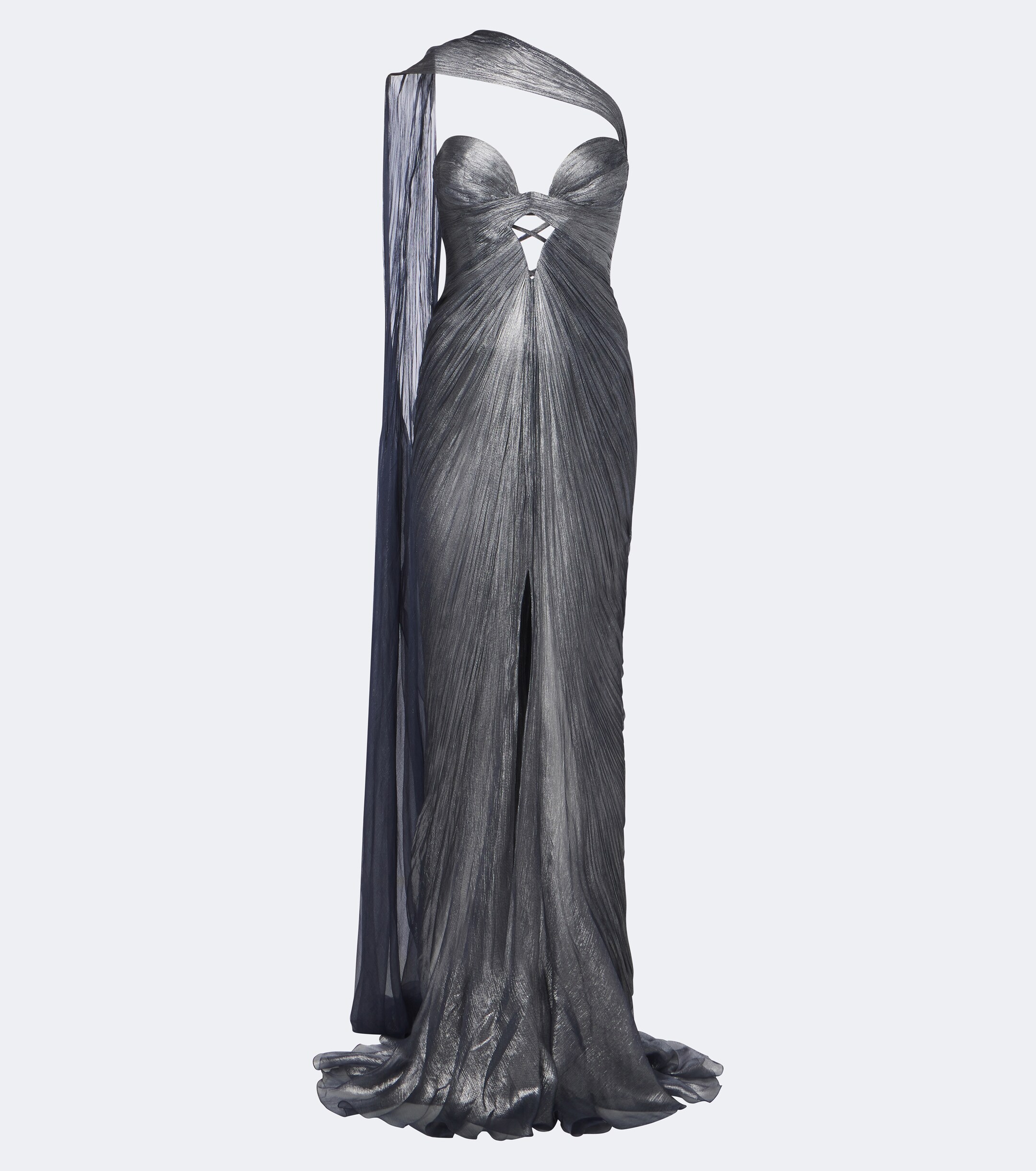 Maria Lucia Hohan Maria Lucia Hohan Morgan scarf-detail pleated silk bustier gown
