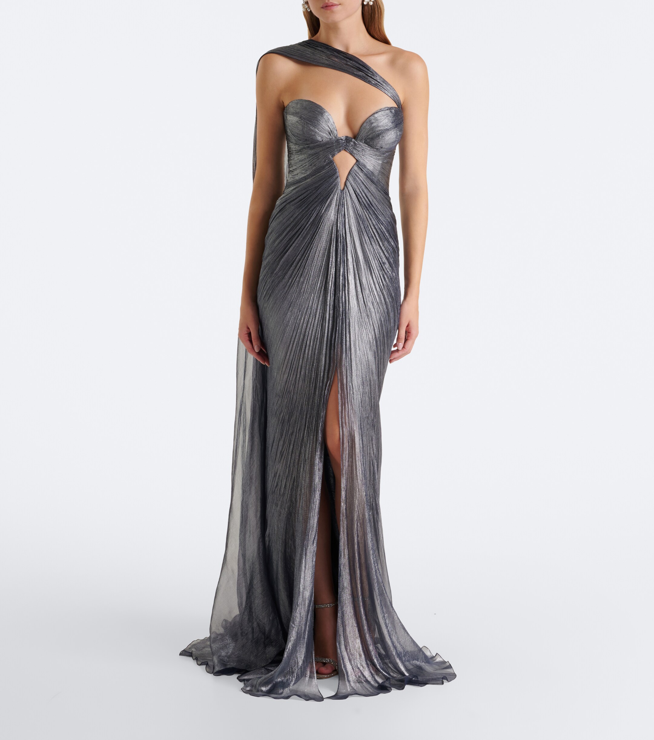Maria Lucia Hohan Maria Lucia Hohan Morgan scarf-detail pleated silk bustier gown