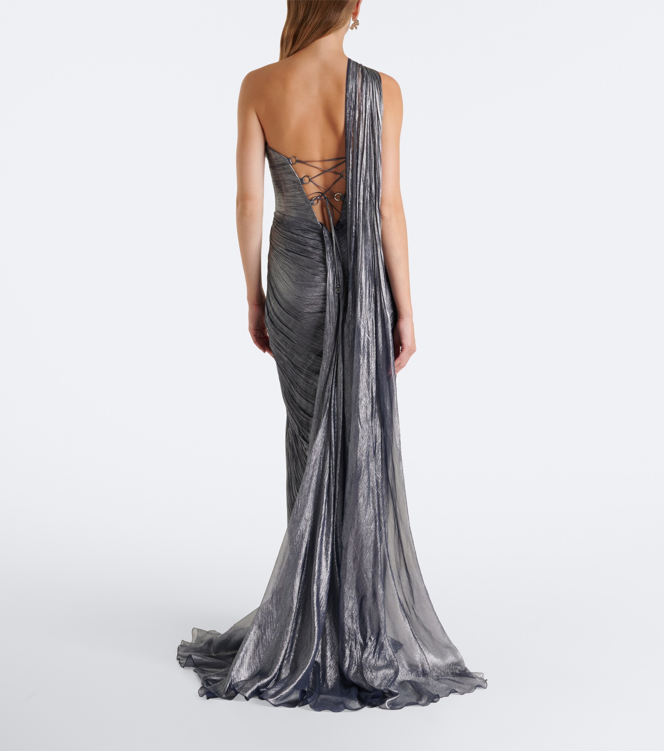 Maria Lucia Hohan Maria Lucia Hohan Morgan scarf-detail pleated silk bustier gown