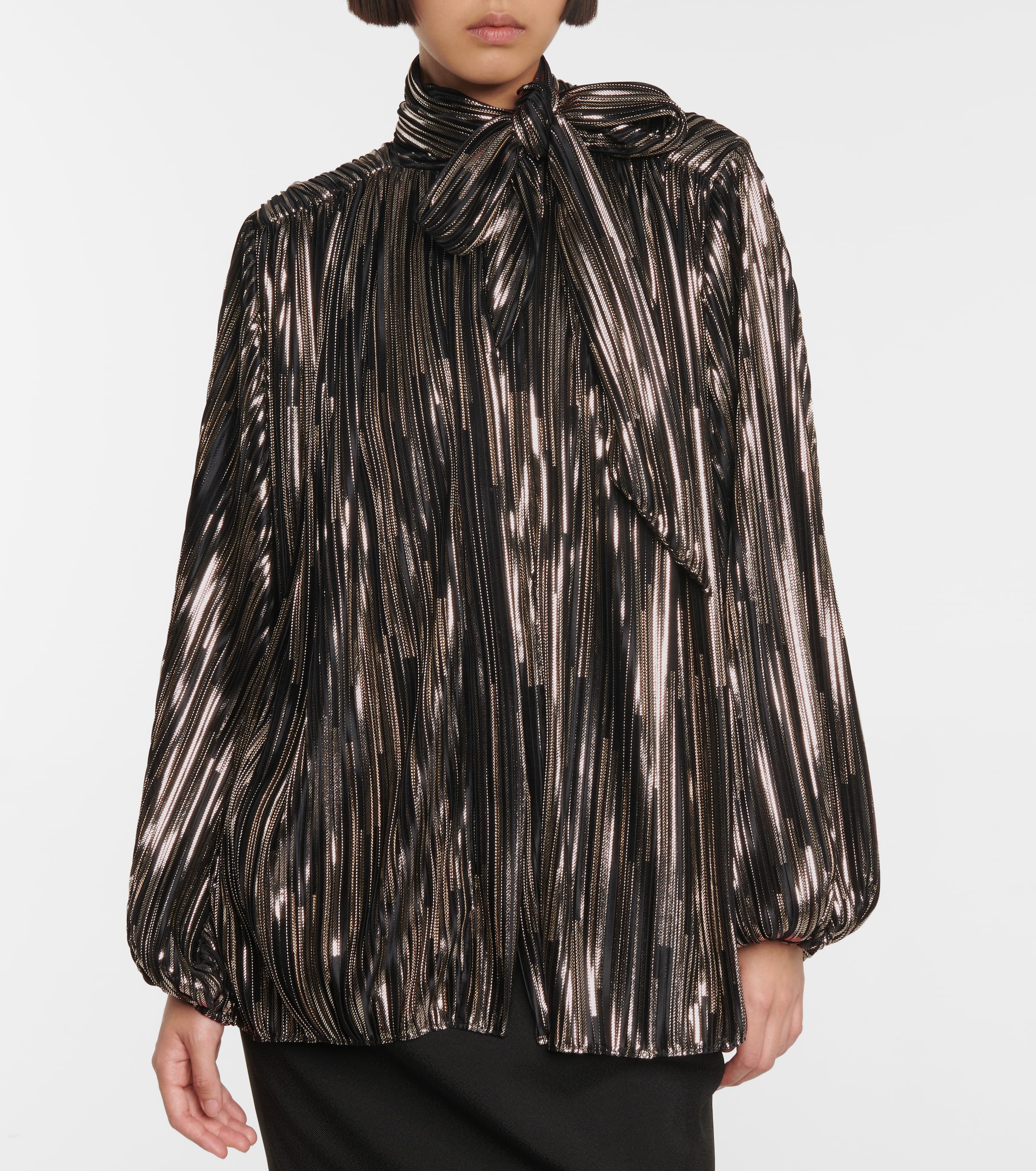 Alexandre Vauthier Metallic tie-neck blouse