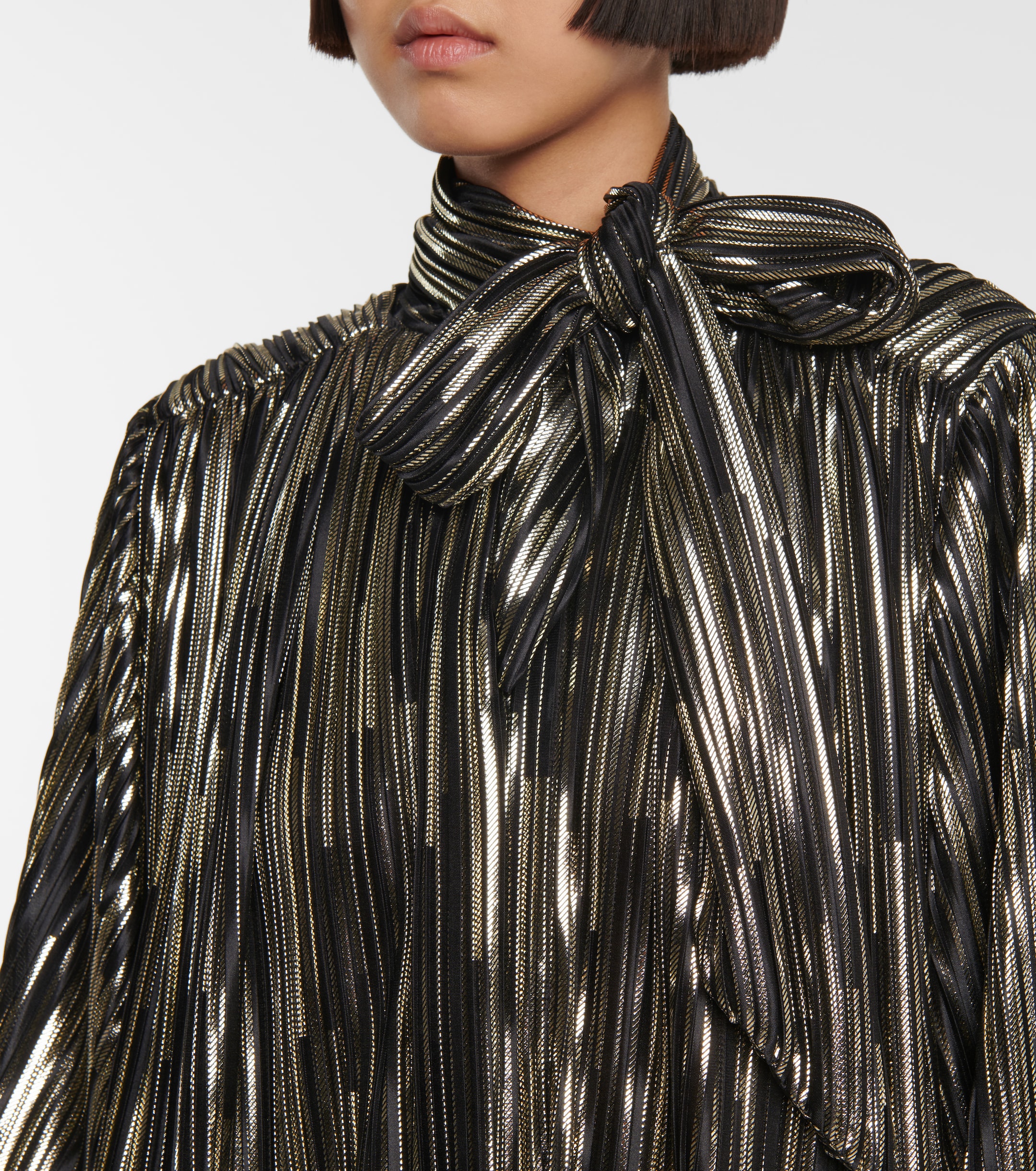 Alexandre Vauthier Metallic tie-neck blouse