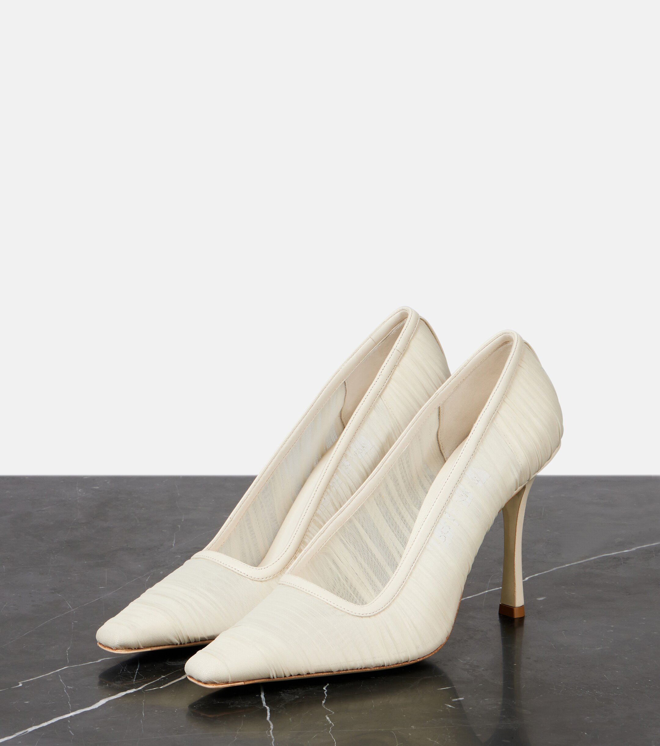 JIMMY CHOO Bridal Lotta 100 ruched tulle pumps thumbnail