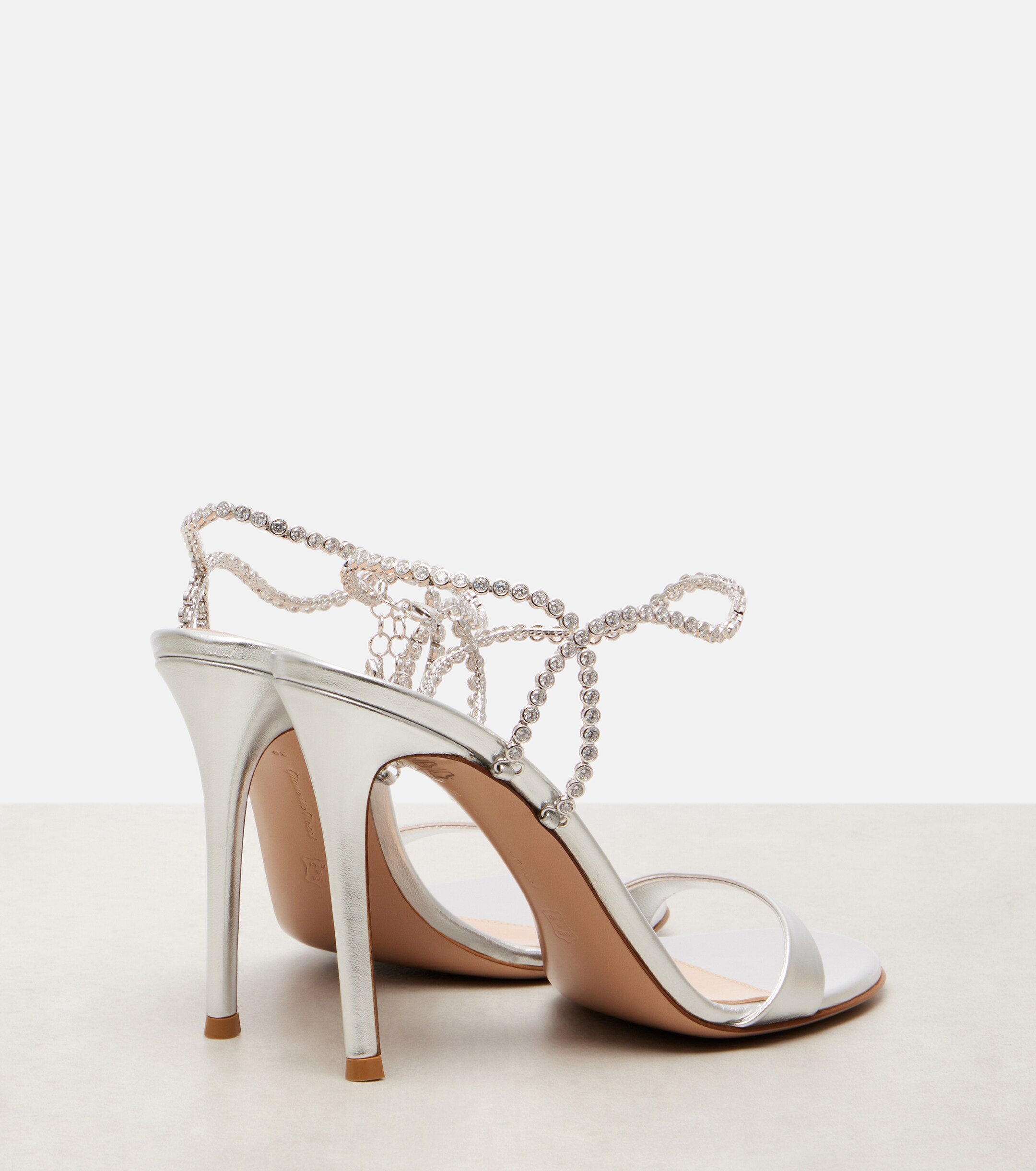 GIANVITO ROSSI 105 embellished metallic leather sandals 